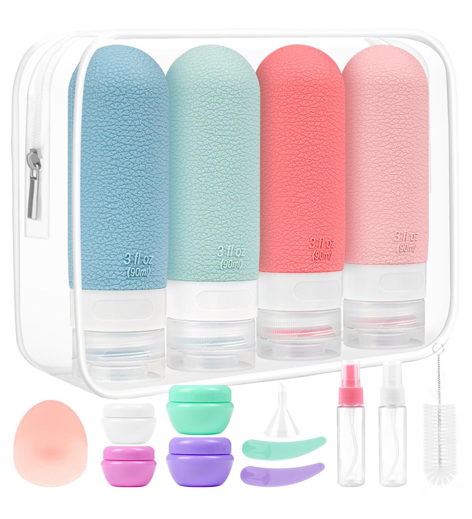 Etopgo 17 Pack Travel Bottles for Toiletries TSA Approved Leak Proof Silicone Squeezable Containers Travel Accessories for Conditioner Shampoo Lotion & Body Wash - Buy Online on SooperMarket.com