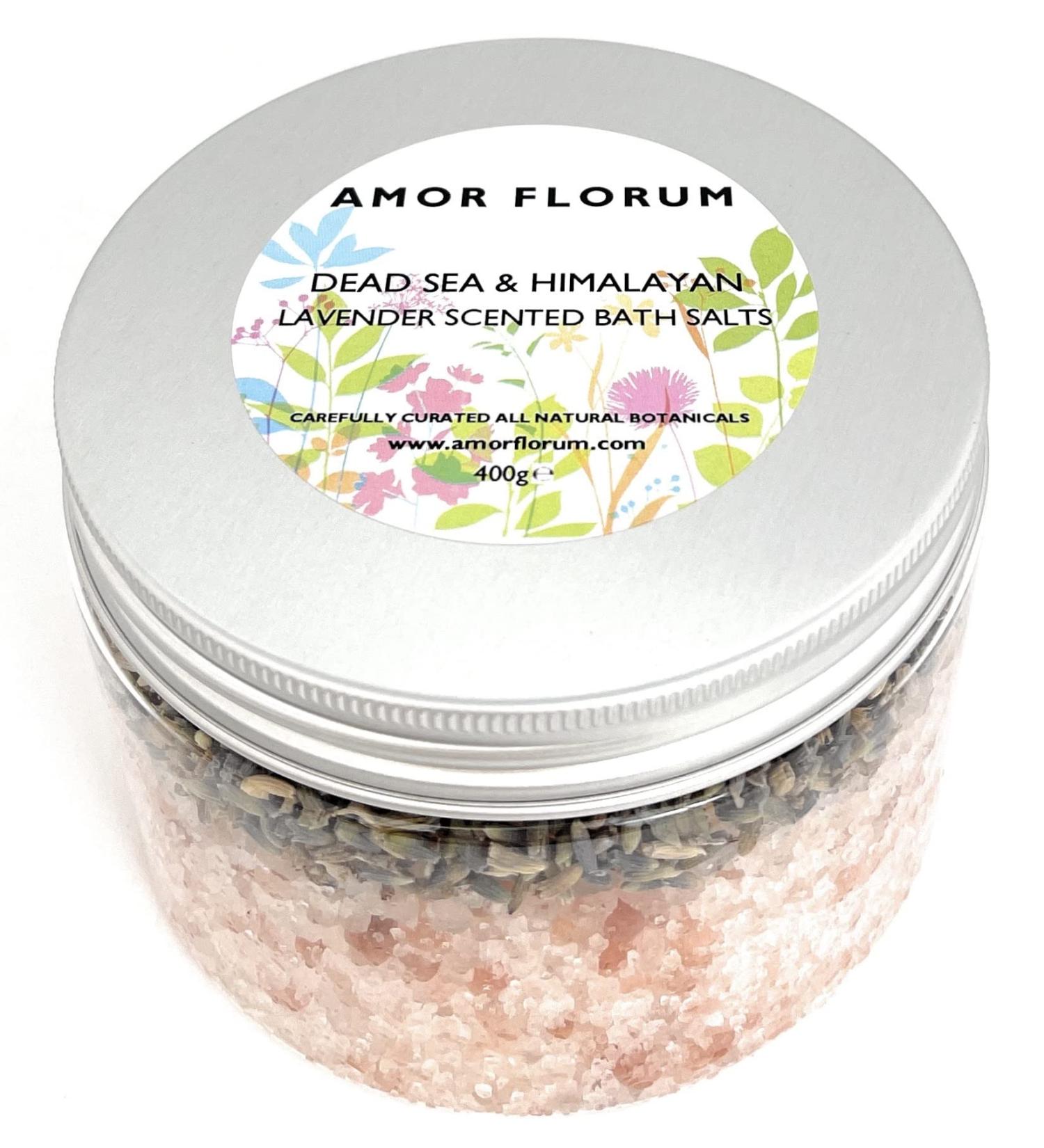 Amor Florum 100% Natural Bathing Salts - Himalayan & Totes Sea Salt with Lavender - Detoxify Hydrate & Relax - 400g International Shipping - Buy Online on SooperMarket.com