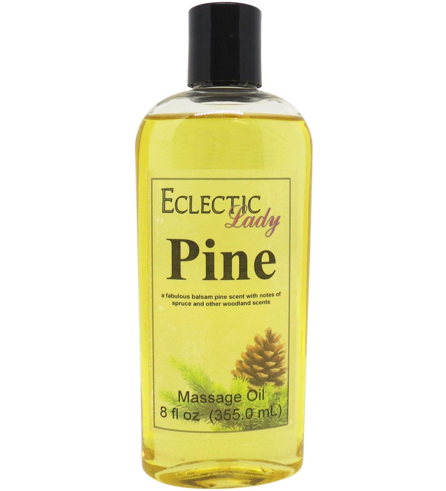 Pine Massage Oil 8 oz - Aromatherapy with Sweet Almond & Jojoba Oil Preservative Free Ideal for Relaxation - Buy Online on SooperMarket.com