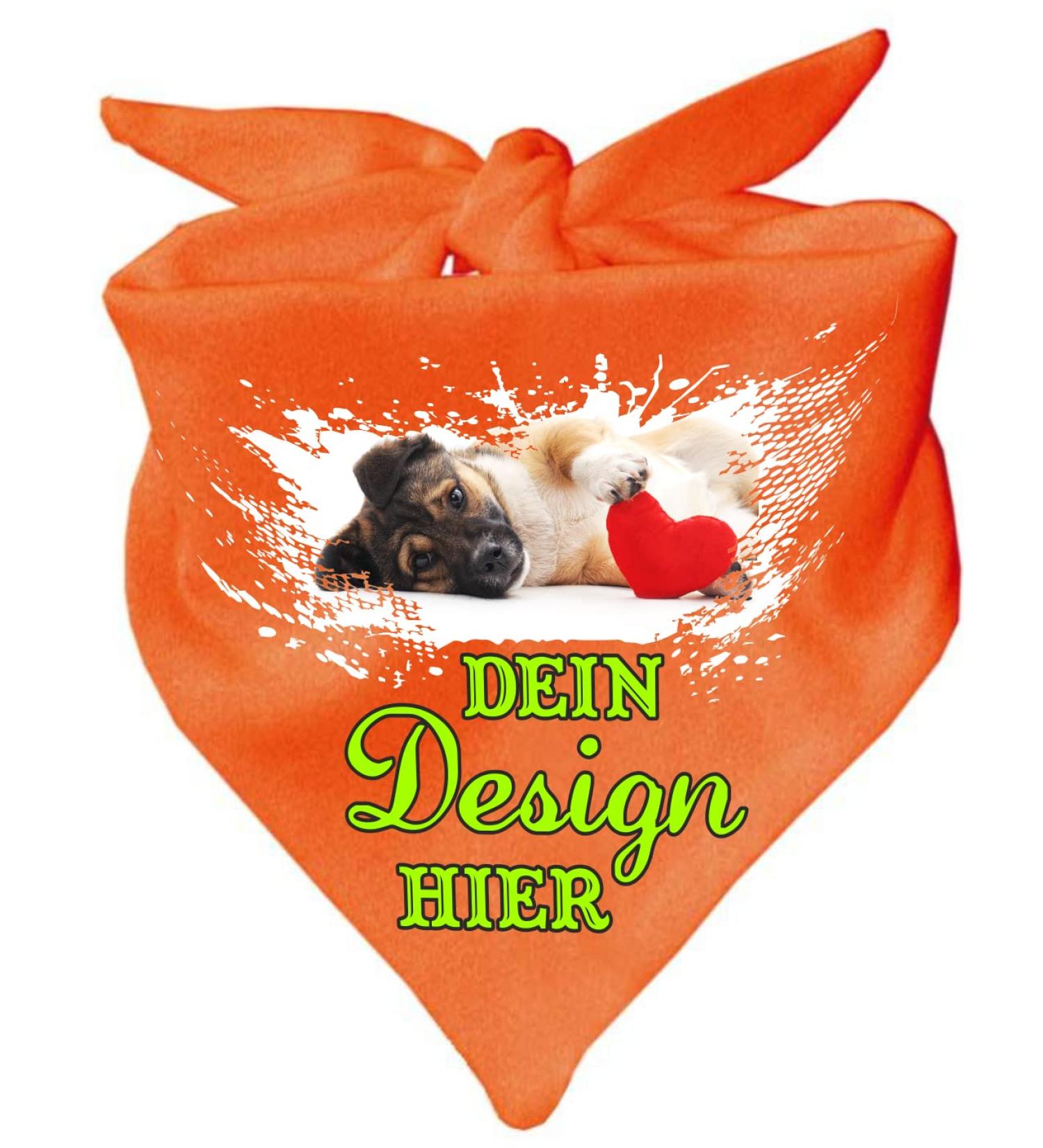 Personalized Dog Triangular Scarf - Custom Motif in Orange | Size 68 cm x 20 cm | International Shipping - Buy Online on SooperMarket.com