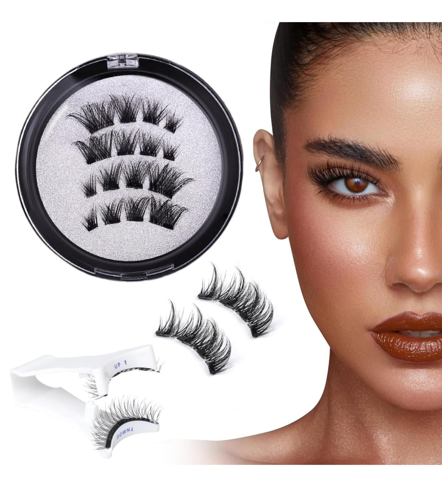 VEROA Magnetic Eyelashes With Applicator - Natural Look Cat Eyemagnetic Lashes Without Eyeliner - Reusable Magnetic Eyelashes Lightweight Waterproof Easy To Wear(Black) - Buy Online on SooperMarket.com