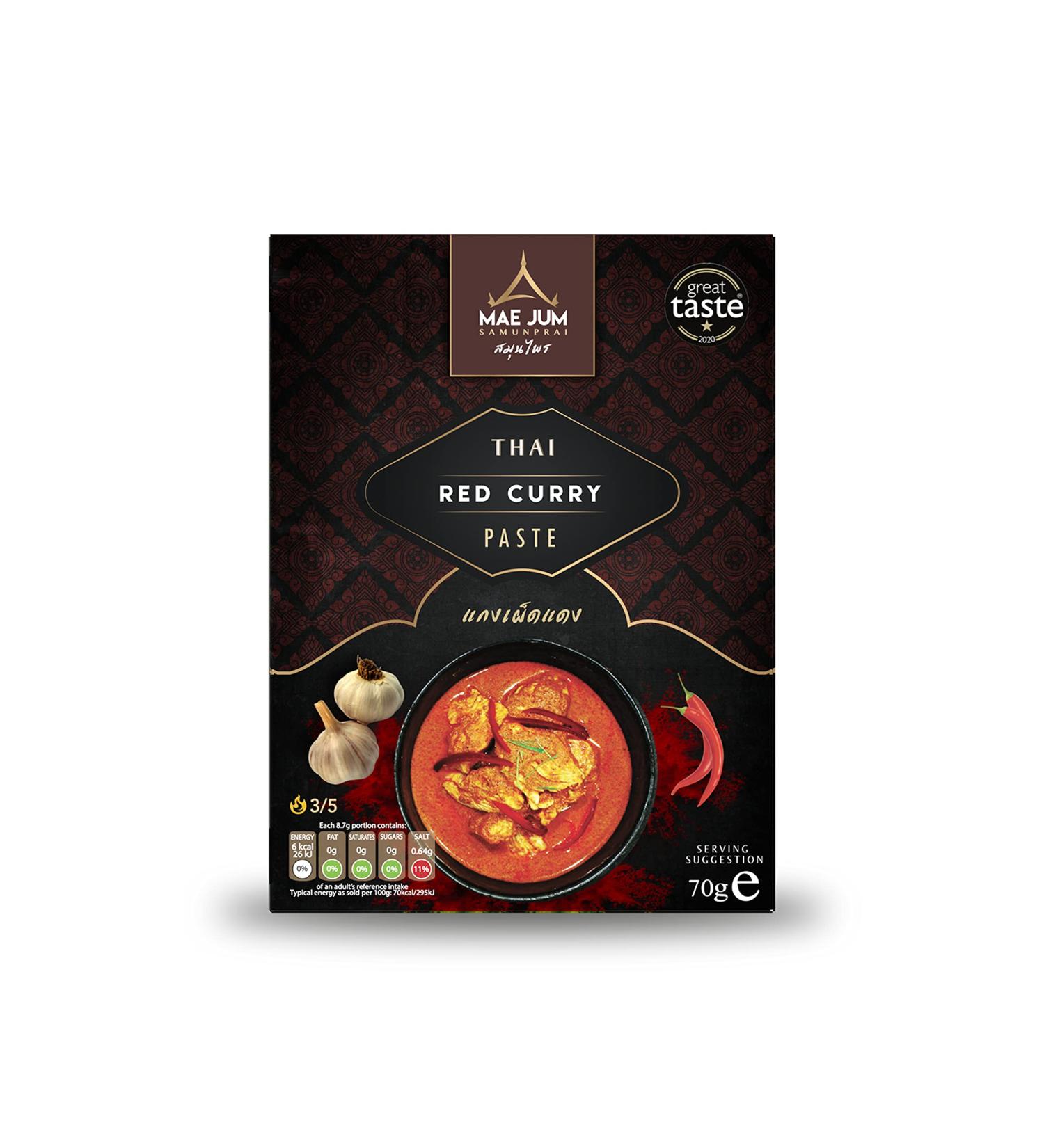 Authentic Thai Red Curry Paste by Mae Jum | 3 x 70g Pack | Great Taste Award Winner 2020 - Buy Online on SooperMarket.com