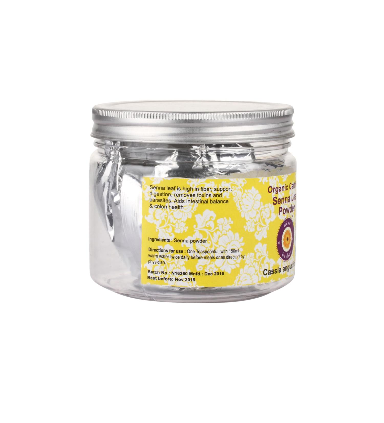 Deve Herbes Pure Senna Leaf Powder (Cassia angustifolia) Natural Therapeutic Grade for Skin - 200gm (7.05 oz) - Buy Online on SooperMarket.com