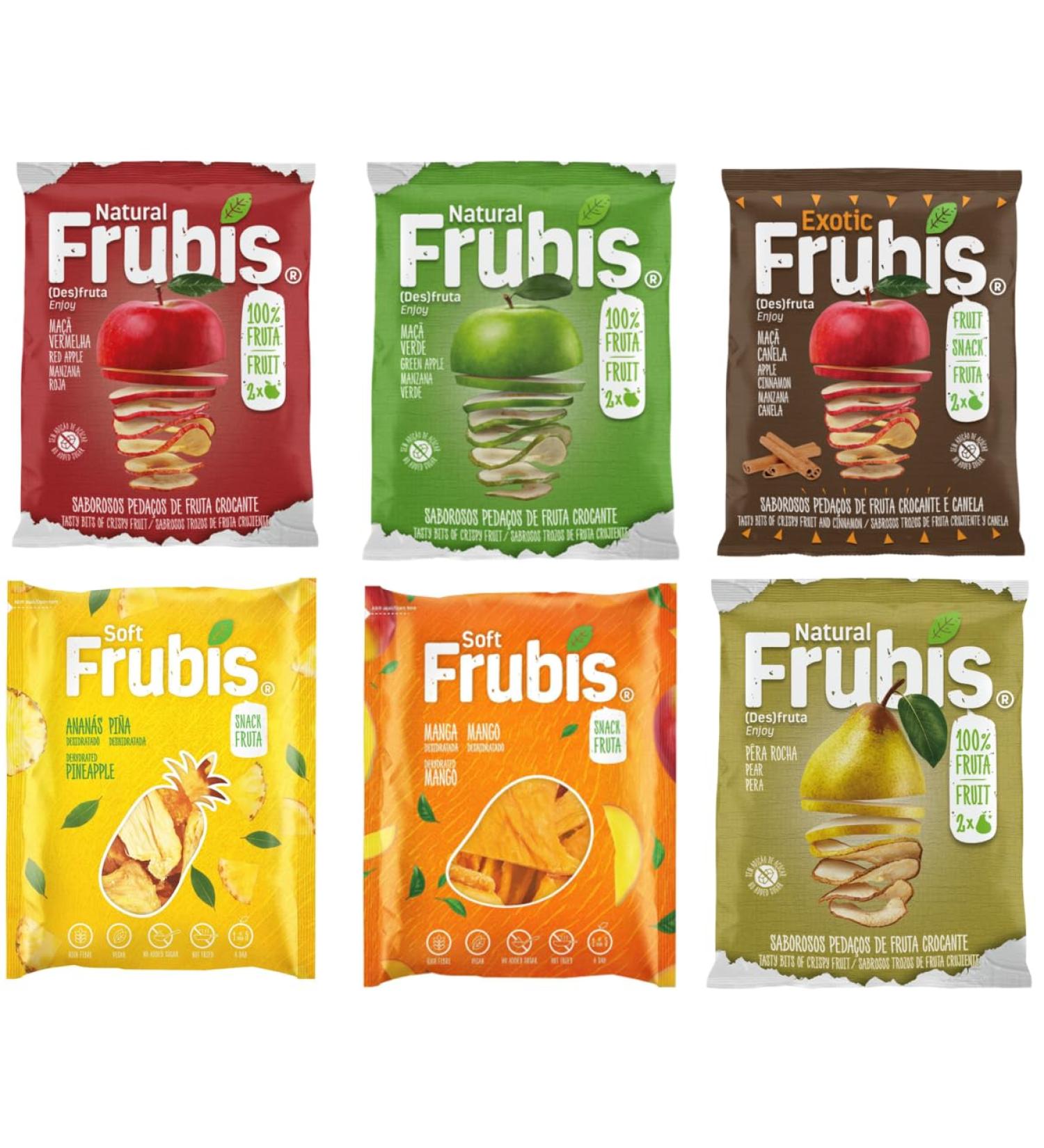 Frubis Tasty Bits Of Crispy Fruit Snacks | Red Apple | Green Apple | Apple and Cinnamon | Pear | Mango | Pineapple - 6 Pack - Buy Online on SooperMarket.com