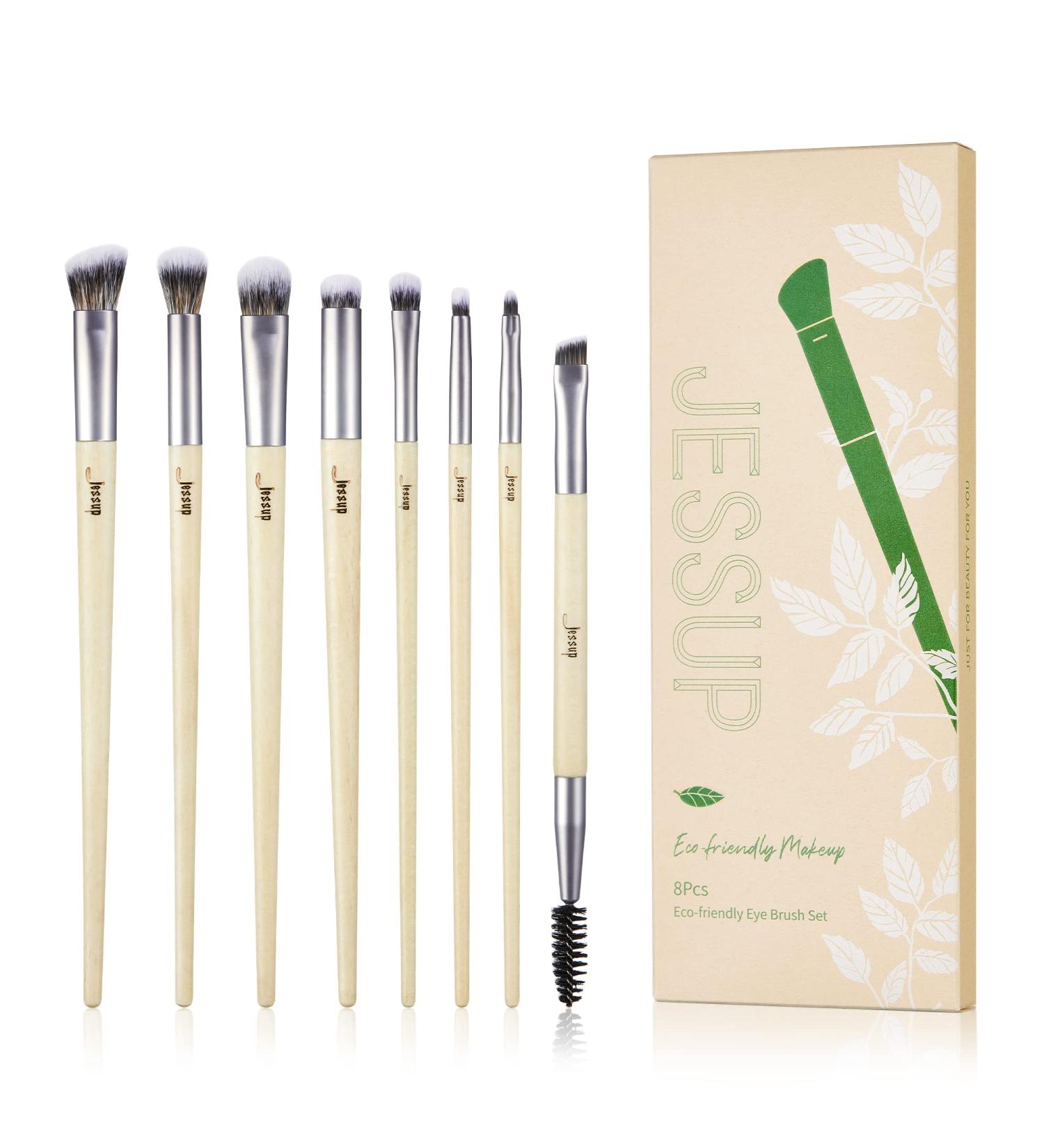 Jessup 8pcs Eyeshadow Brush Set | Premium Crujson-Free Eye Makeup Brushes | Blending, Concealer, Eyebrow, Eyeliner & Spoolie Kit T328 - Buy Online on SooperMarket.com