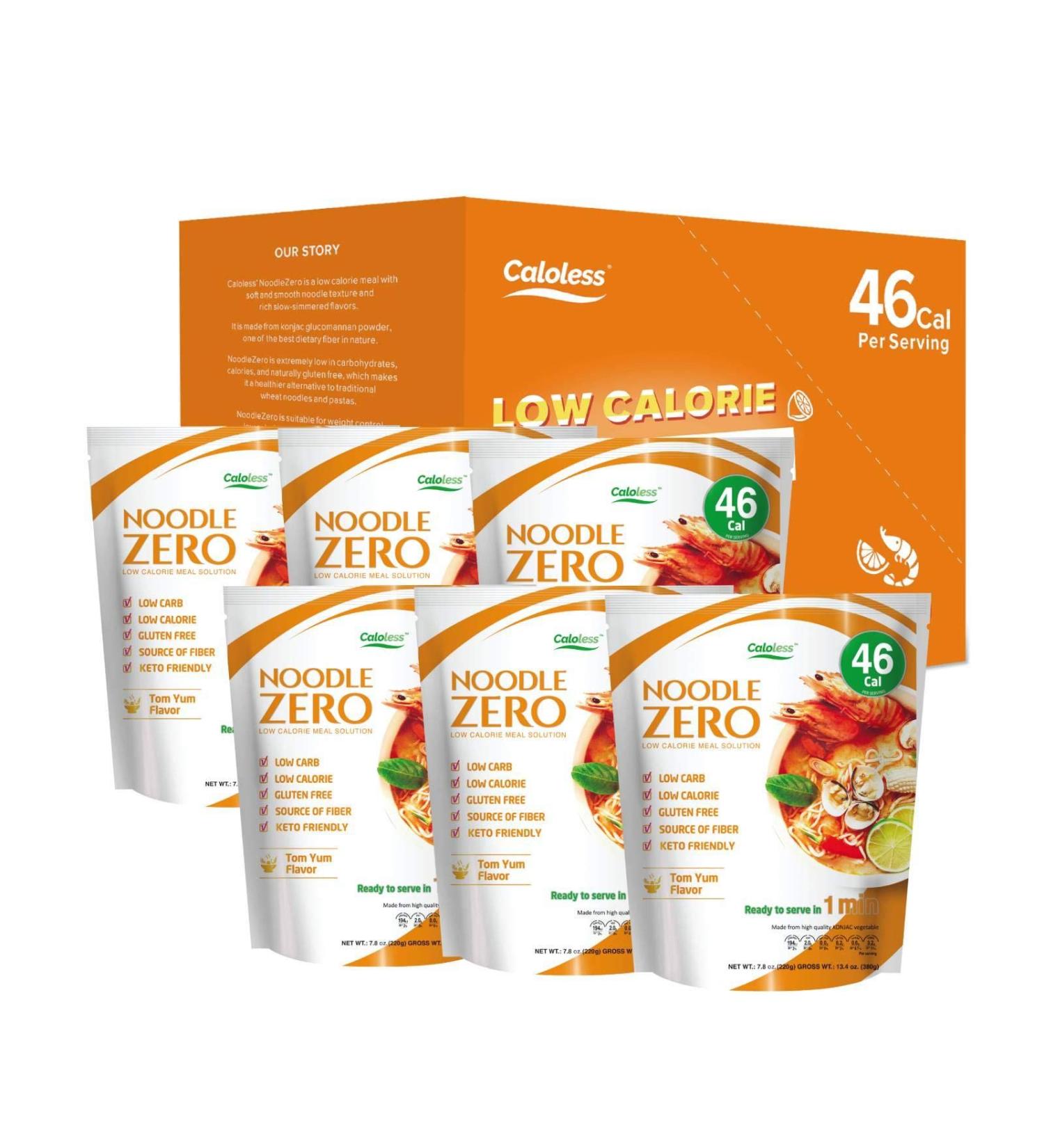 Caloless Konjac Shirataki Noodles 6-Pack - Low Calorie Healthy Food (Tom Yum) | Gluten Free Keto Snacks Non GMO | Diabetic Miracle Noodle Pasta Variety Pack - 13.4oz (Pack of 6) - Buy Online on SooperMarket.com