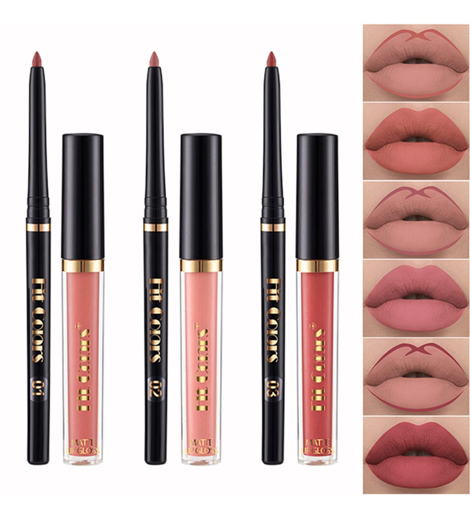 KIMIEYE 6Pcs Lip Liner + Matte Liquid Lipstick Set - Long Lasting, Waterproof, High Pigmented Makeup Gift Set for Women - Buy Online on SooperMarket.com