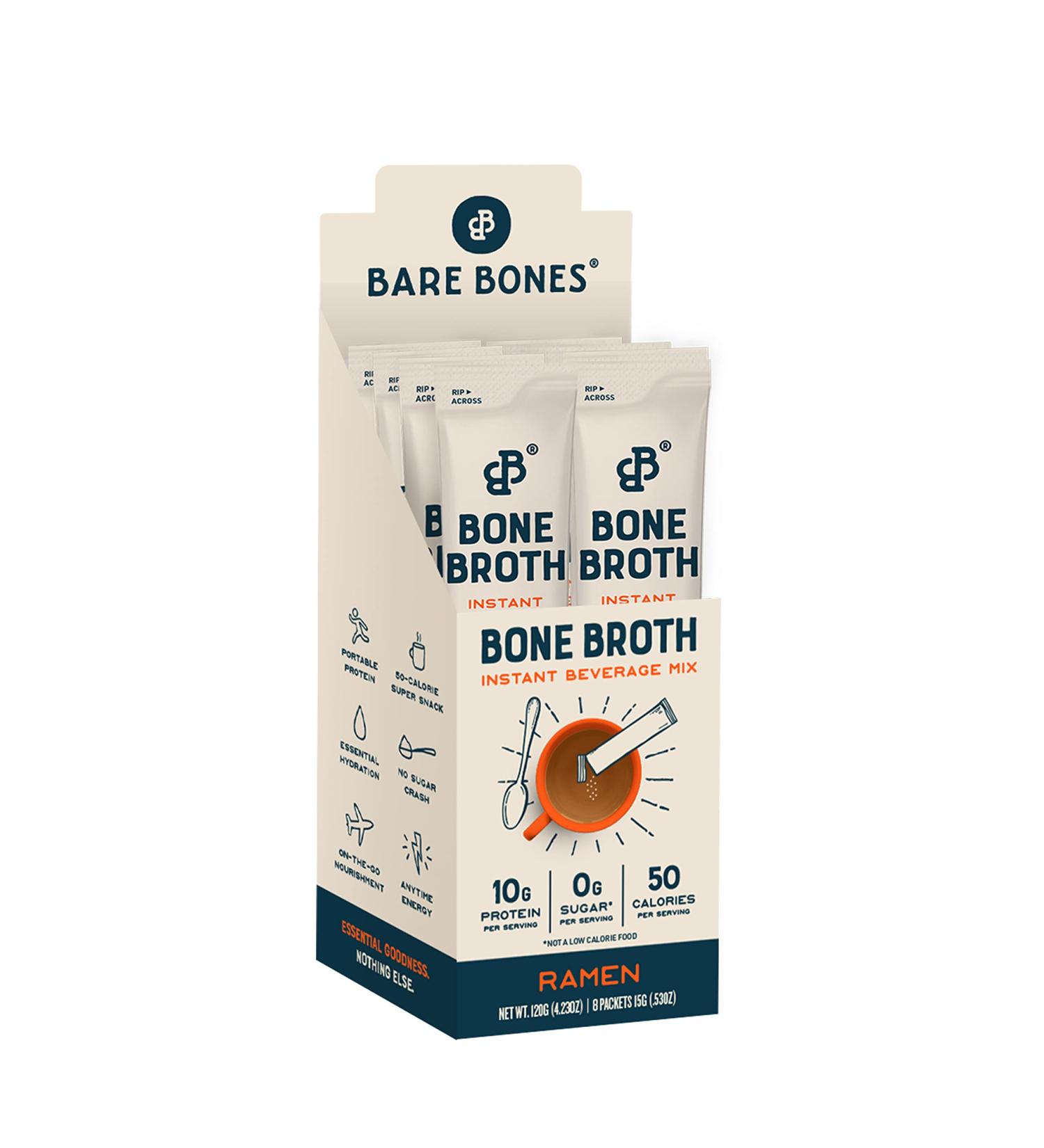 Bare Bones Bone Broth Ramen Instant Powdered Mix 8 Count - 10g Protein, Keto & Paleo Friendly, Non-GMO, Gluten-Free, Dairy-Free - Buy Online on SooperMarket.com