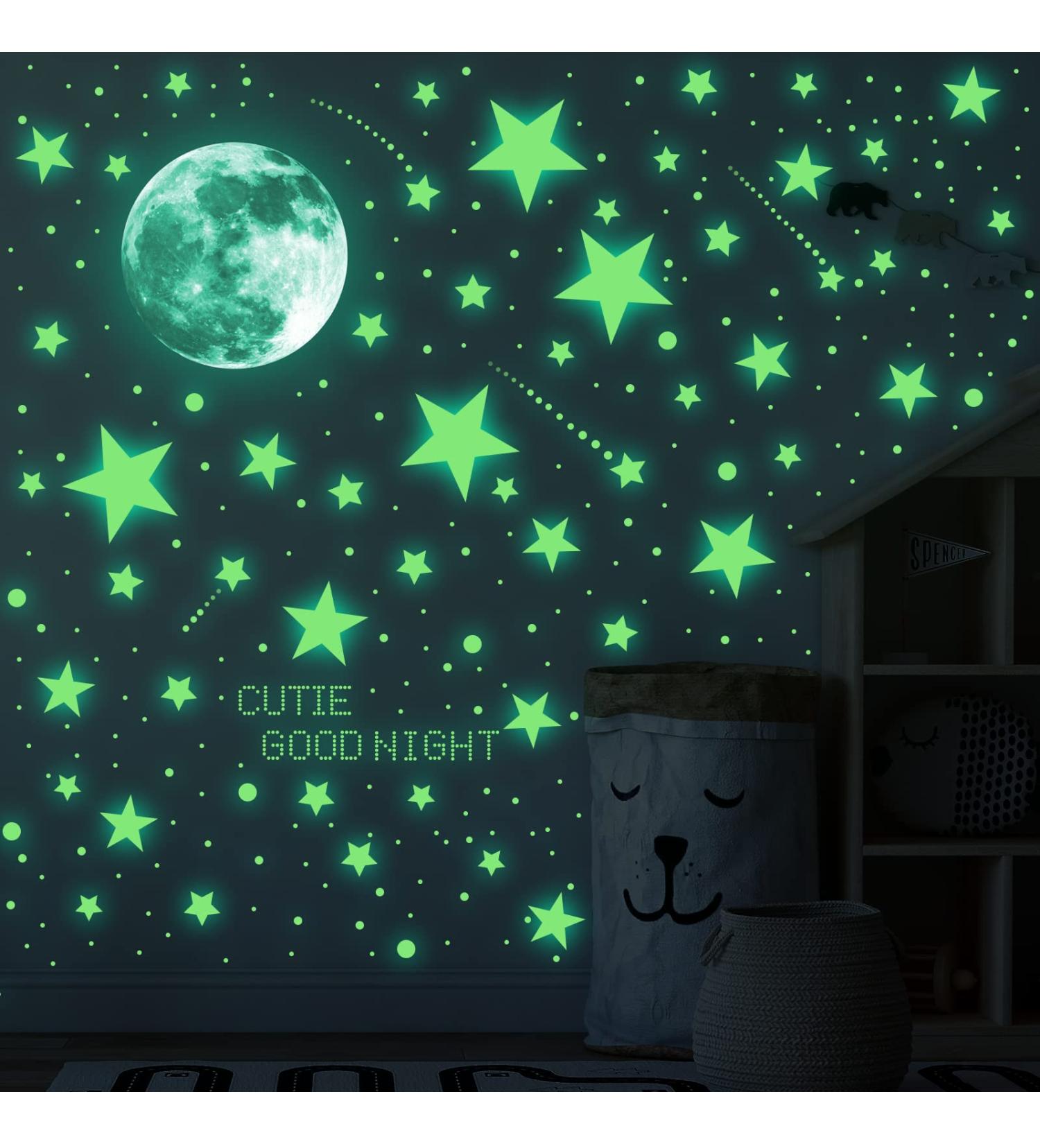 ECHOCUBE Glow in the Dark Wall Stickers Set - 637pcs Stars, Moon and Dots for Kids Bedroom Decor - Buy Online on SooperMarket.com