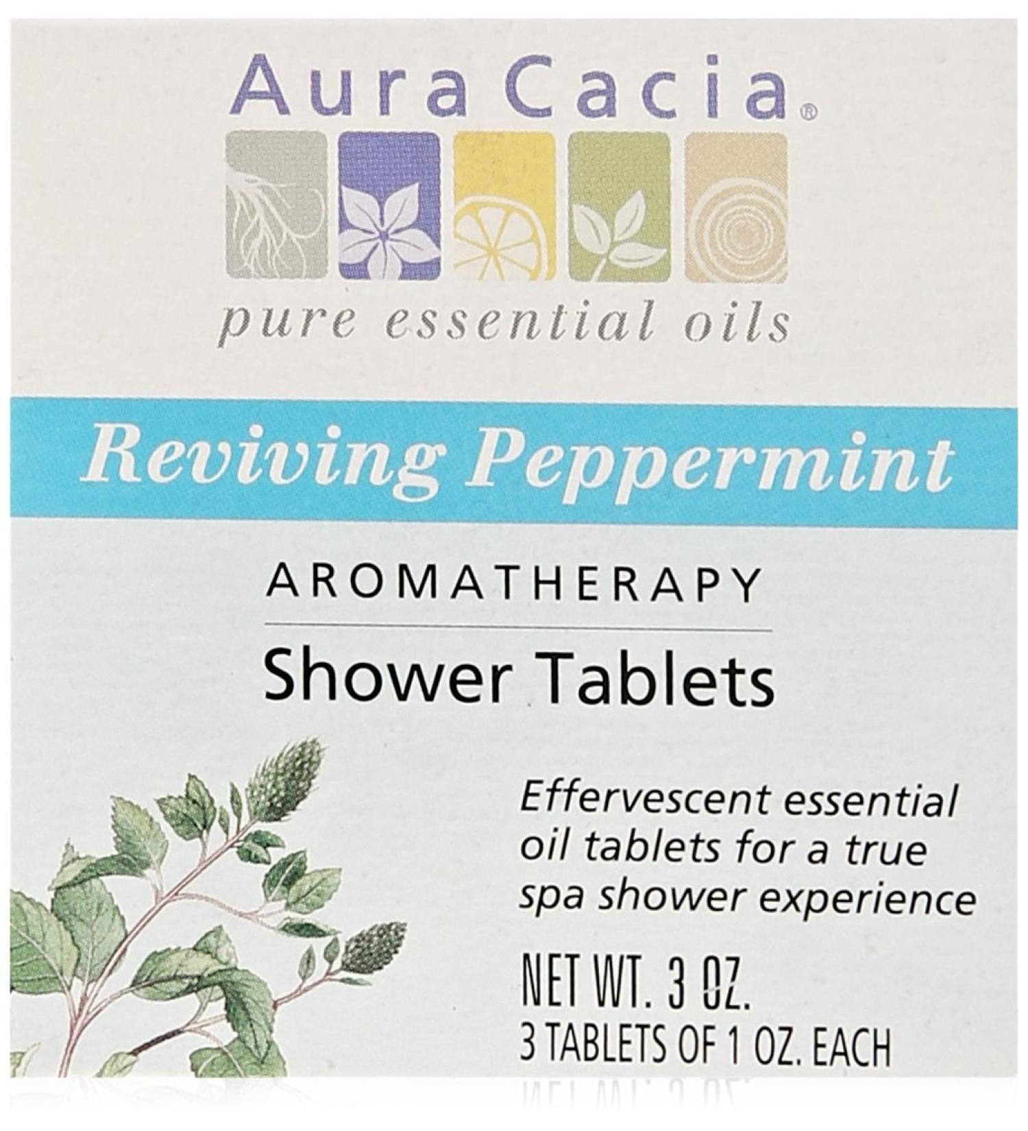 Aura Cacia Reviving Peppermint Aromatherapy Shower Tablets - 3 Pack (3 oz) | Refreshing Aromatherapy for Home Spa - Buy Online on SooperMarket.com