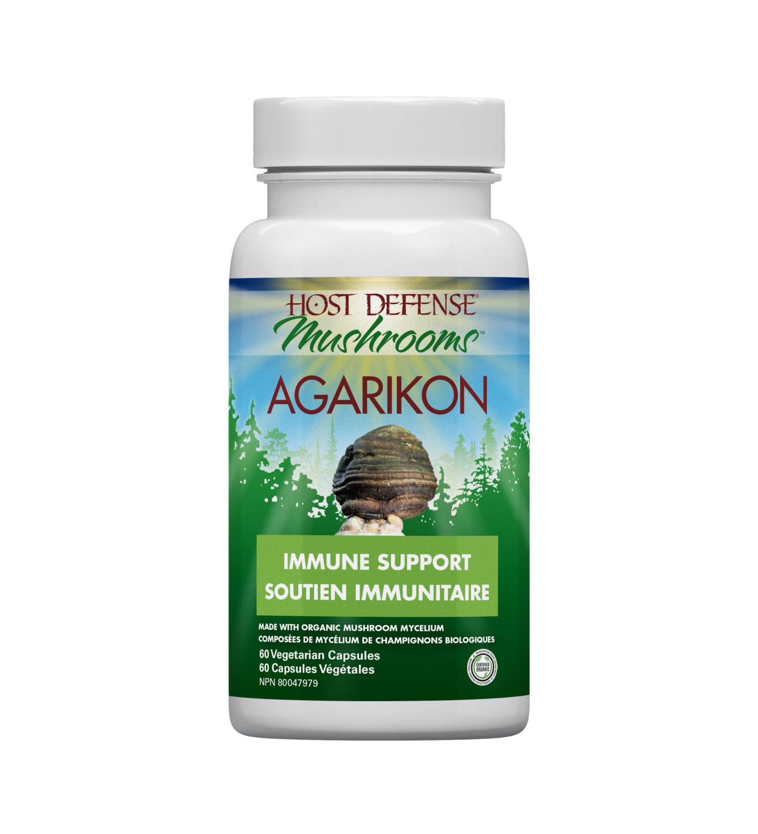 Host Defense Agarikon Mushroom 60 Capsules Immune Support Mushroom Supplement with 55% Polysaccharides & 1000mg Agarikon Mushroom Powder per serving - Buy Online on SooperMarket.com