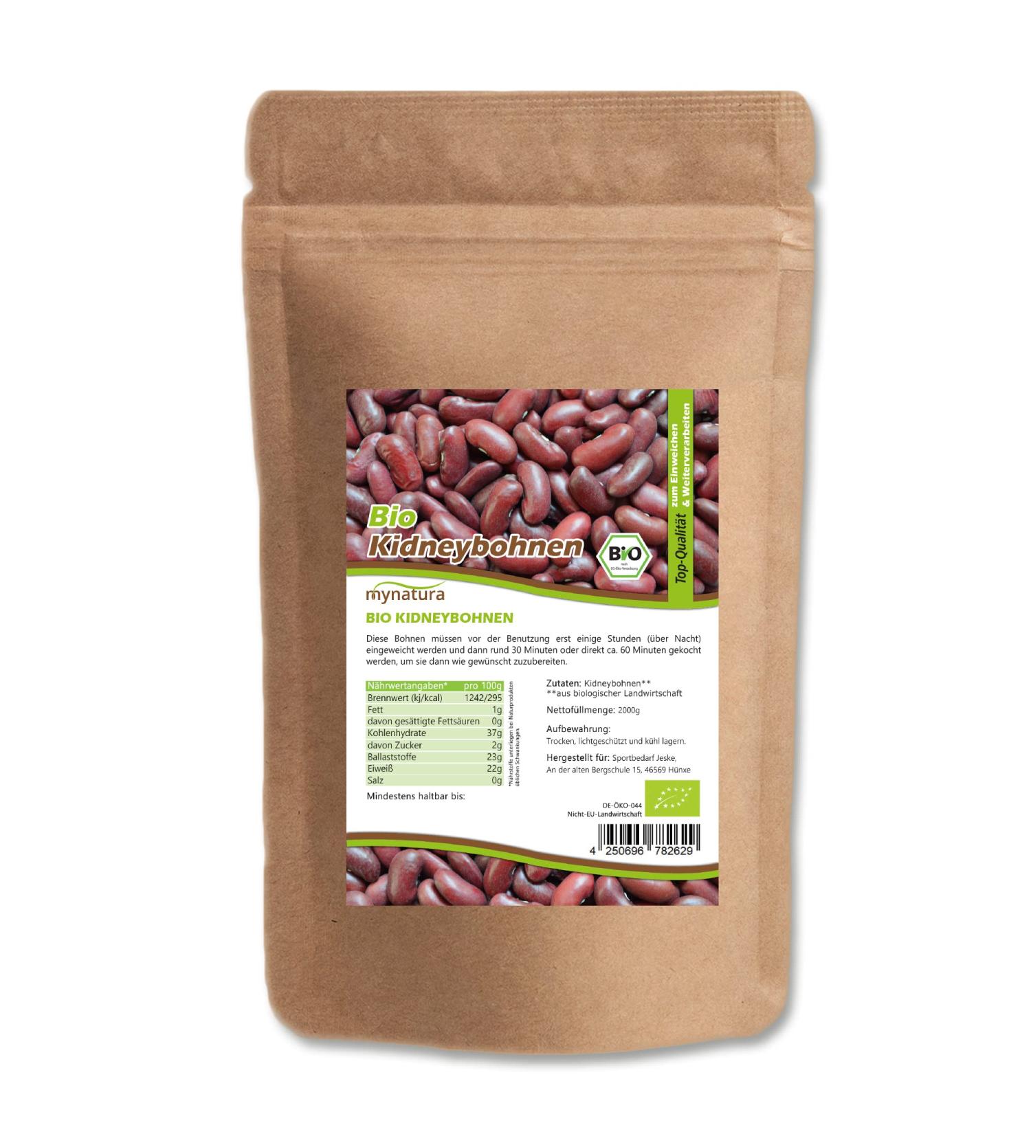 Mynatura Organic Kidney Beans 2kg Soaking & Cooking | Premium Red Beans for International Shipping - Buy Online on SooperMarket.com