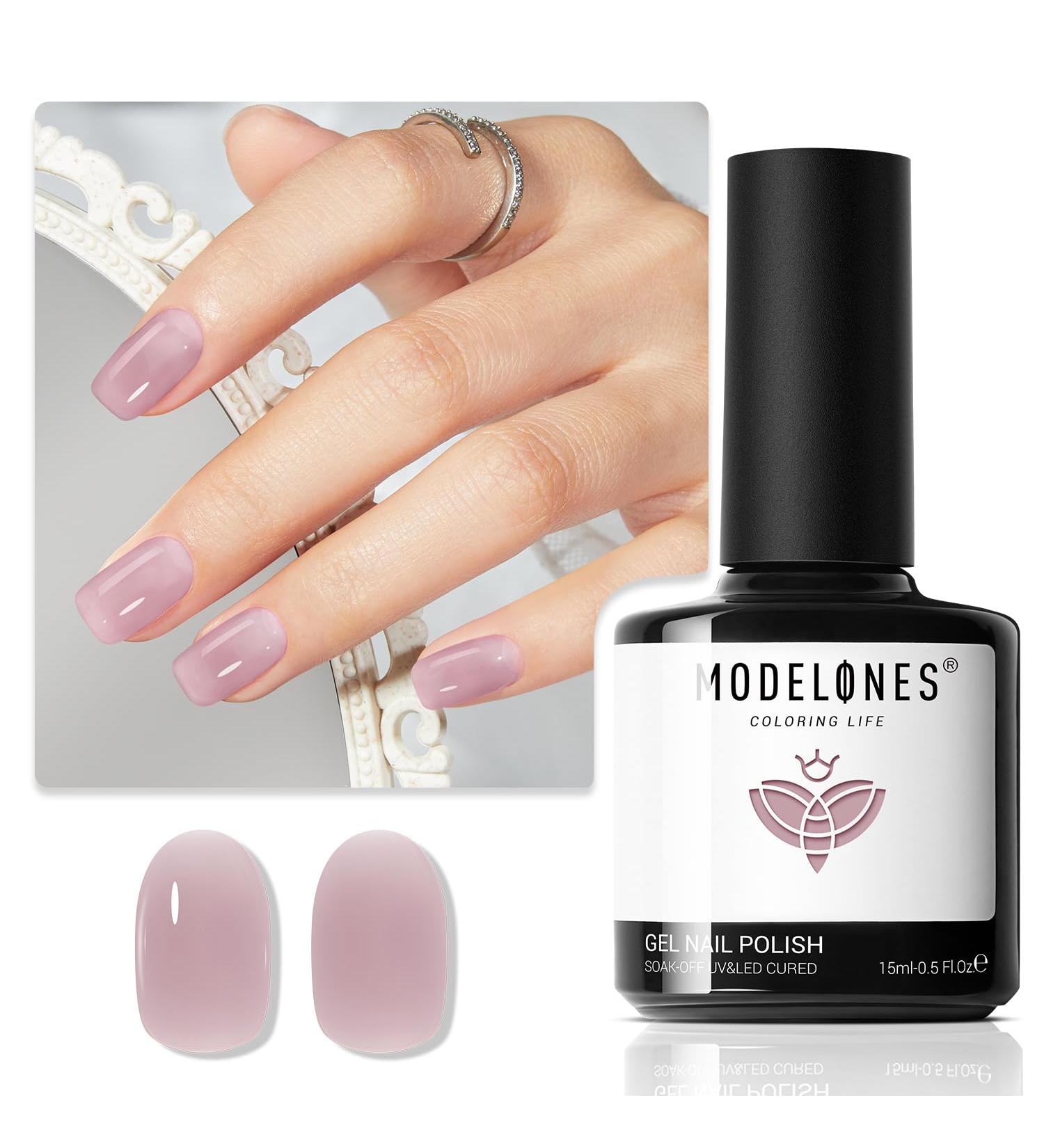 Modelones Jelly Gel Nail Polish 15ML Grey Pink Translucent Sheer Nude Colors Neutral Skin Tone Gel Polish Soak off U V LED Cured at Home Salon DIY French Manicure Nails Art Jelly Grey - Buy Online on SooperMarket.com