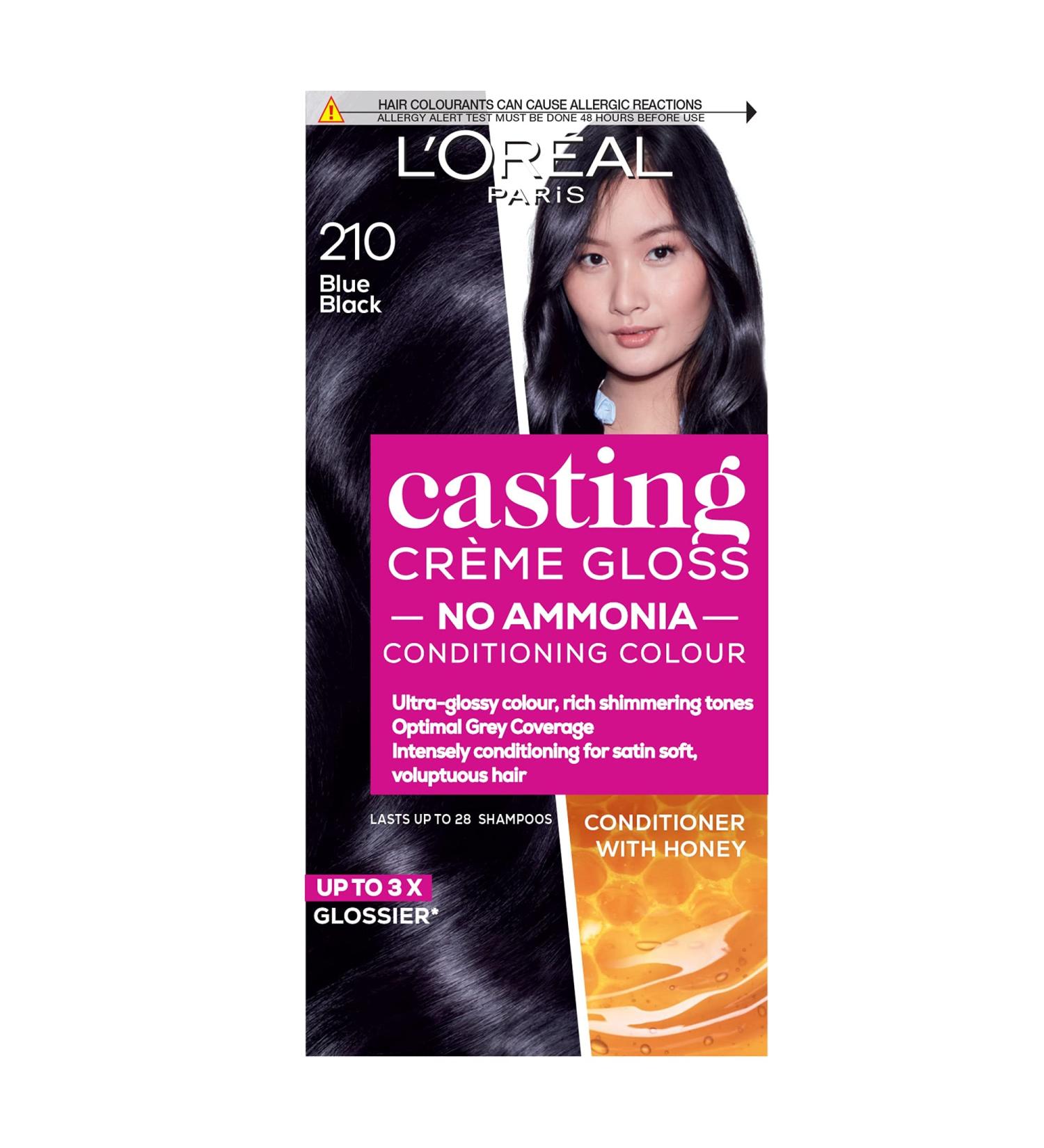 LOr al Paris Ammonia-Free 210 Blue Black Semi-Permanent Hair Dye | Glossy & Natural Finish | Up to 28 Shampoos | 1 Application - Buy Online on SooperMarket.com