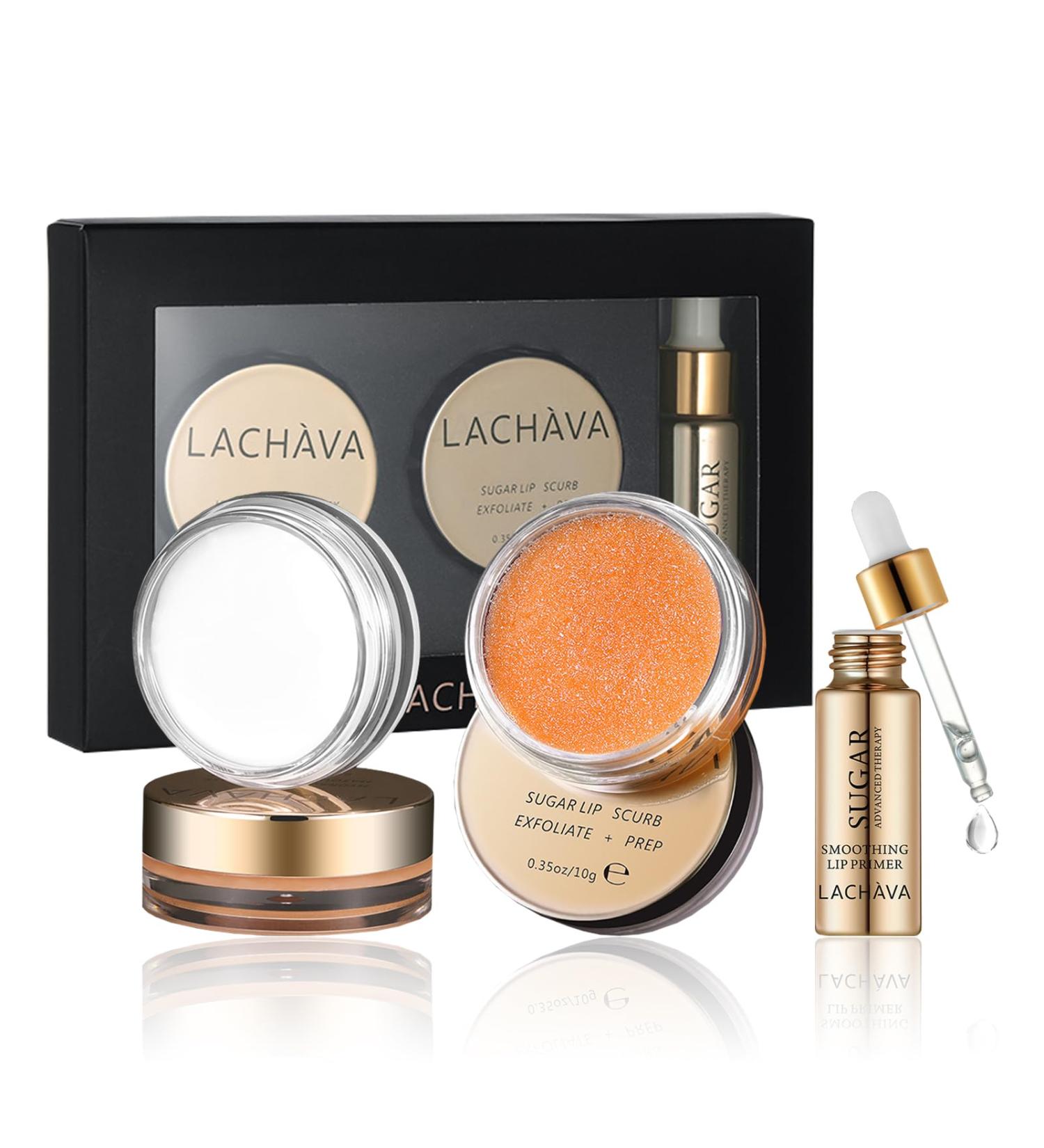 Lip Scrub and Balm Set 3 Pcs Lip Care Set - Hydrating Lip Glow Oil Moisturizing Lip Mask Lip Scrub Exfoliator - Nourishing Coconut Sugar Scrub Lip Treatment & Softening Lip Balm Gift Set - Buy Online on SooperMarket.com