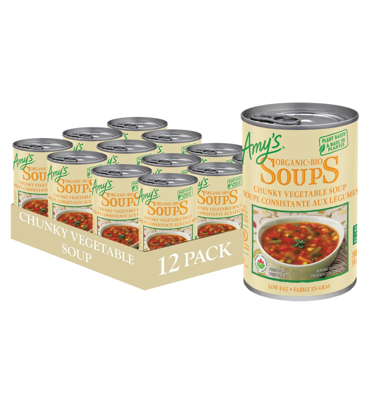 Amy s Kitchen Organic Chunky Vegetable Soup Vegan Gluten-Free Dairy-Free Lactose-Free Tree Nut-Free Kosher Plant-Based 12-pack (398ml per can) - Buy Online on SooperMarket.com
