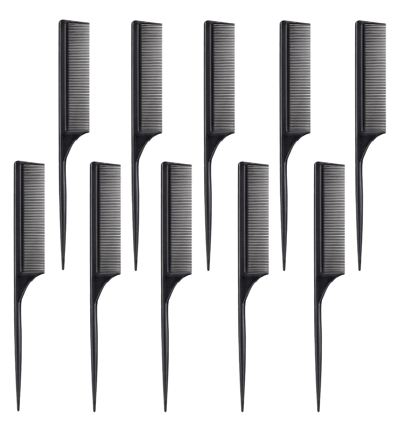 10-Piece Carbon Rat Tail Comb Set for Anti-Static Teasing and Volume Styling - Buy Online on SooperMarket.com