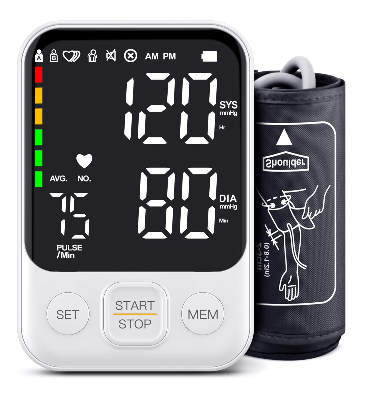 Automatic Digital Blood Pressure Monitor with Large Cuff, Led Display - 240 Memory, 2 Users - White - Buy Online on SooperMarket.com