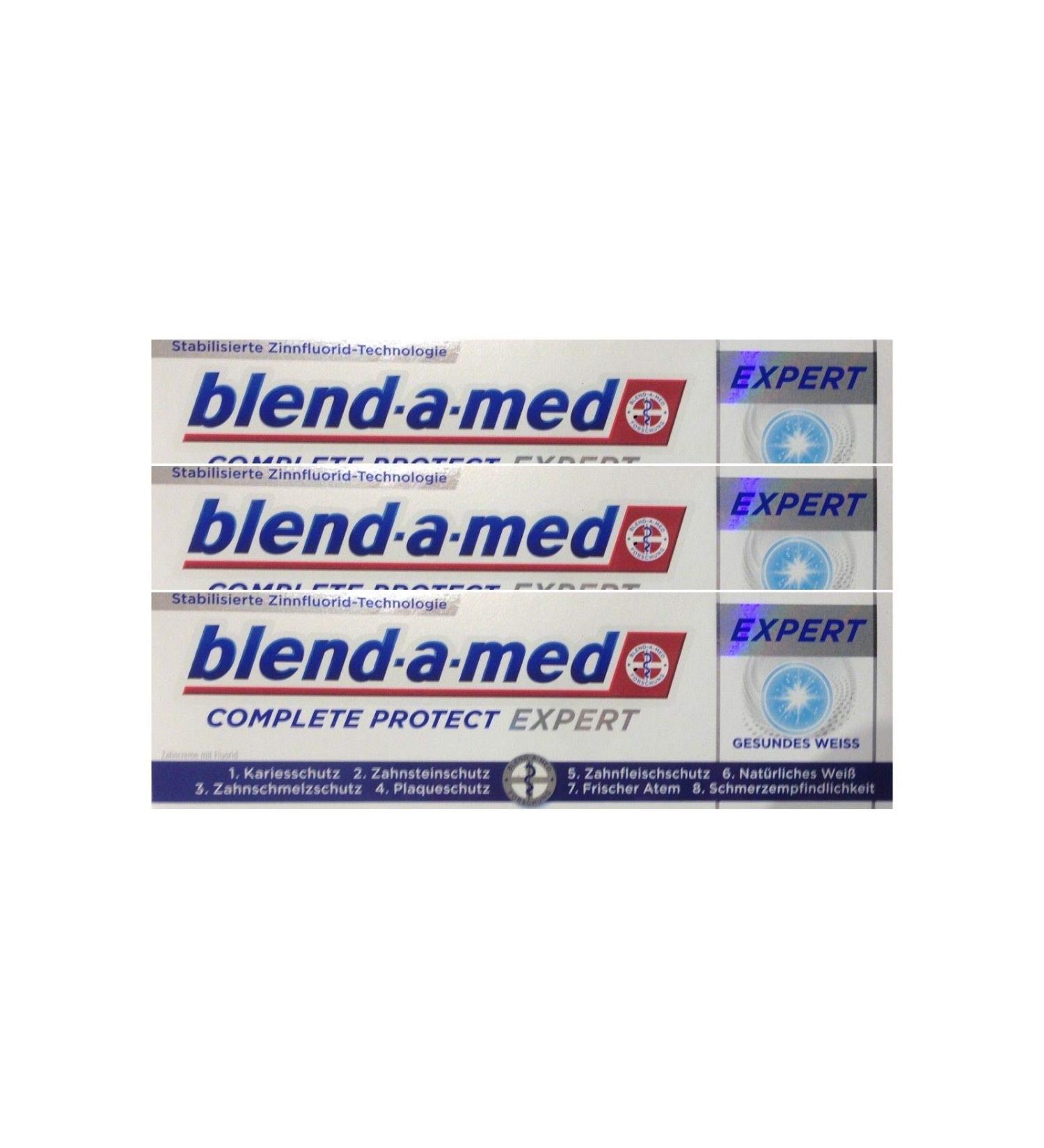 3x Blend a med Complete Protect EXPERT Healthy White 75ml Tin Fluoride Technology