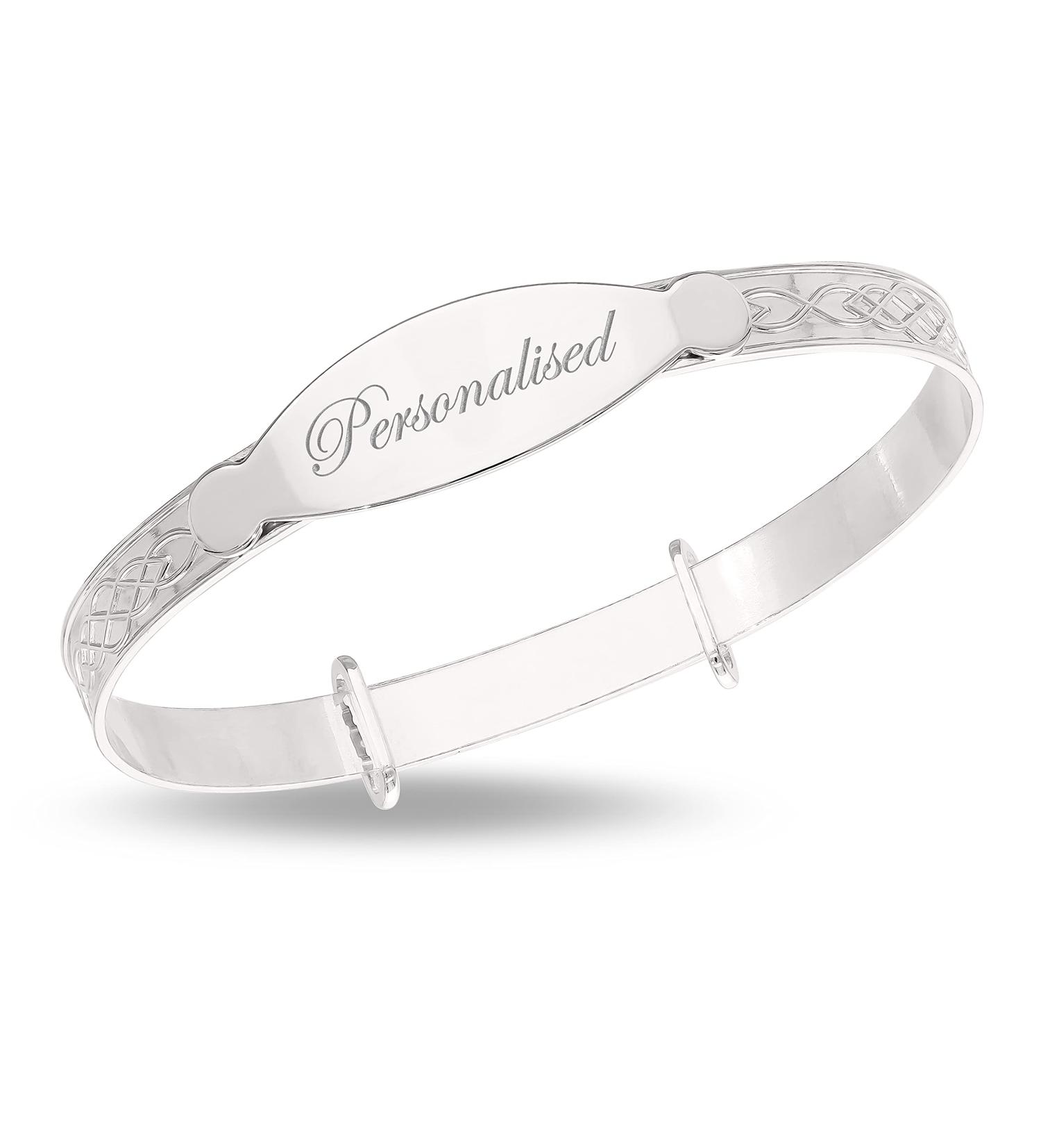 Dolce Valentina Personalised 925 Baby Bangle Bracelet | Baptism Christening Gift for Newborn 0-1 yrs - Buy Online on SooperMarket.com