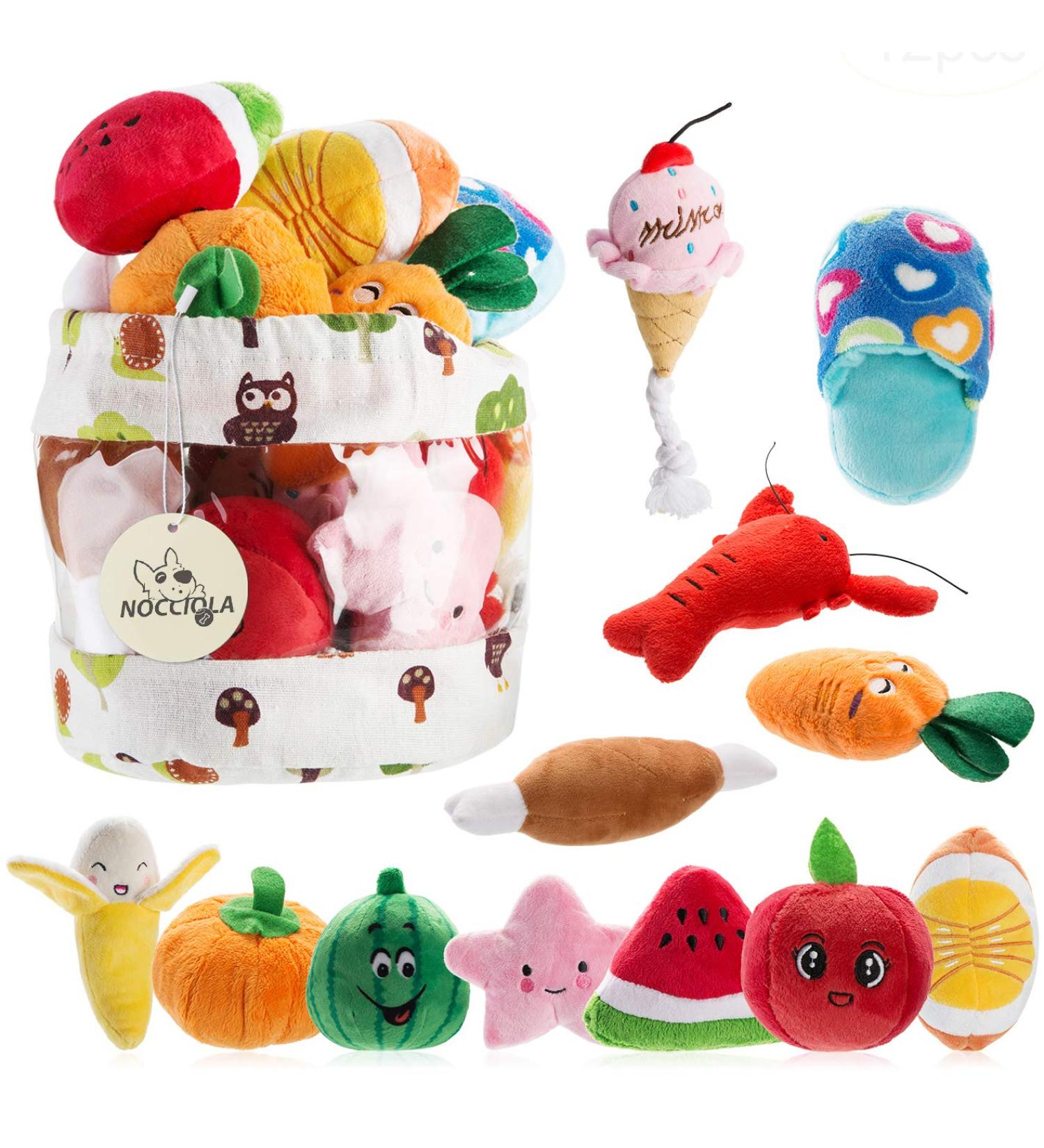 Cute Plush Dog Squeaky Toys 12PCS for Small Medium Puppies - Chew Toys Combo - Buy Online on SooperMarket.com
