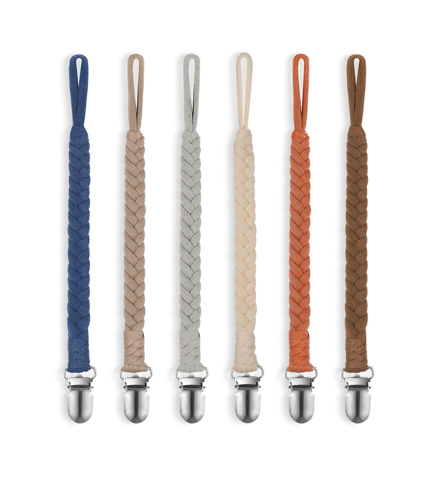 POKIPAW Pacifier Clip for Boys and Girls  6 Pack Baby Pacifier Holder Leash 100% Handmade Braided Fits All Pacifiers & Teething Toys Modern Unisex Baby Gift Colorful - Buy Online on SooperMarket.com