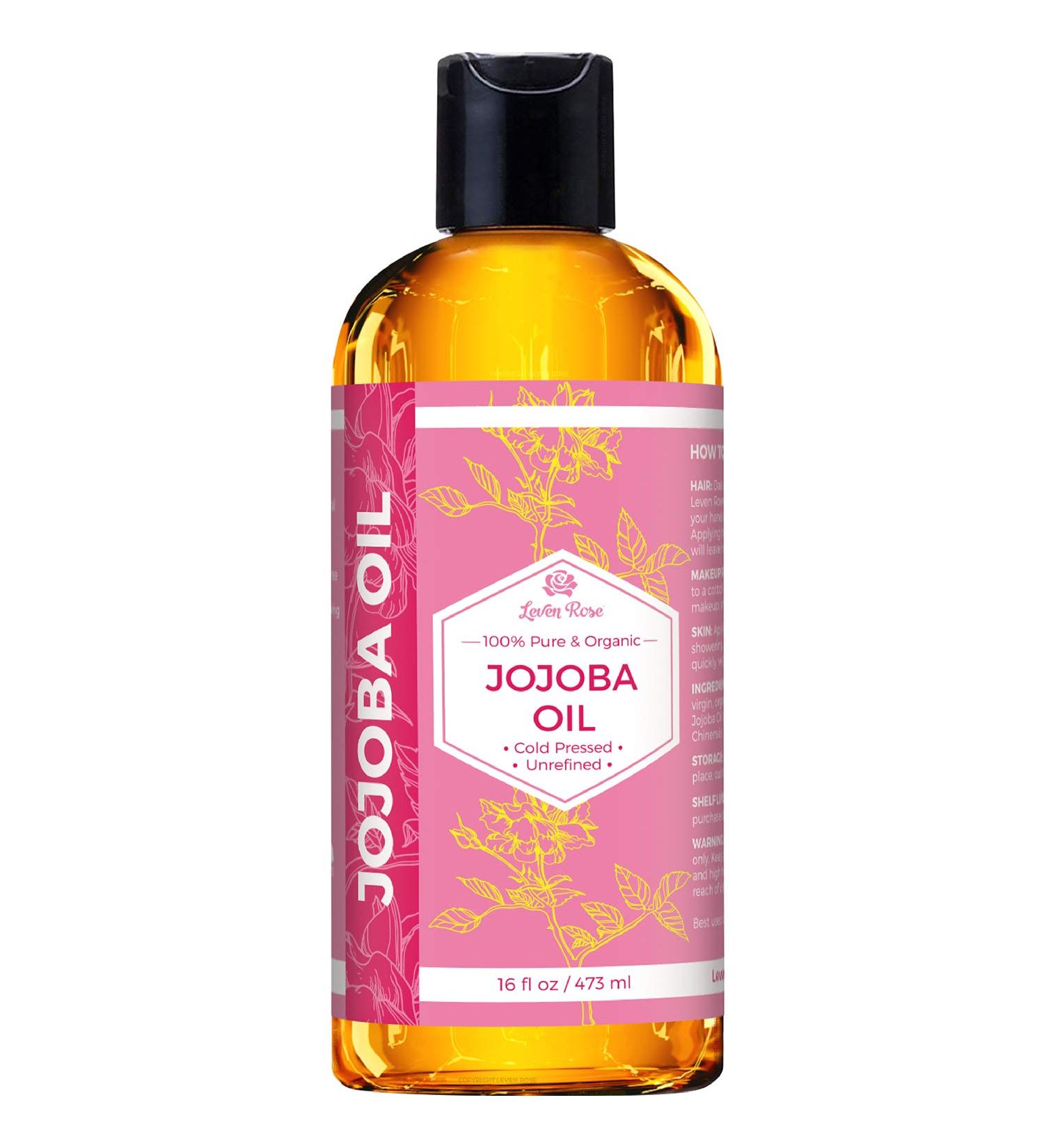 Leven Rose Jojoba Oil 16 fl. oz - Pure Cold Pressed Natural Unrefined Moisturizer for Skin, Hair, and Nails - Buy Online on SooperMarket.com
