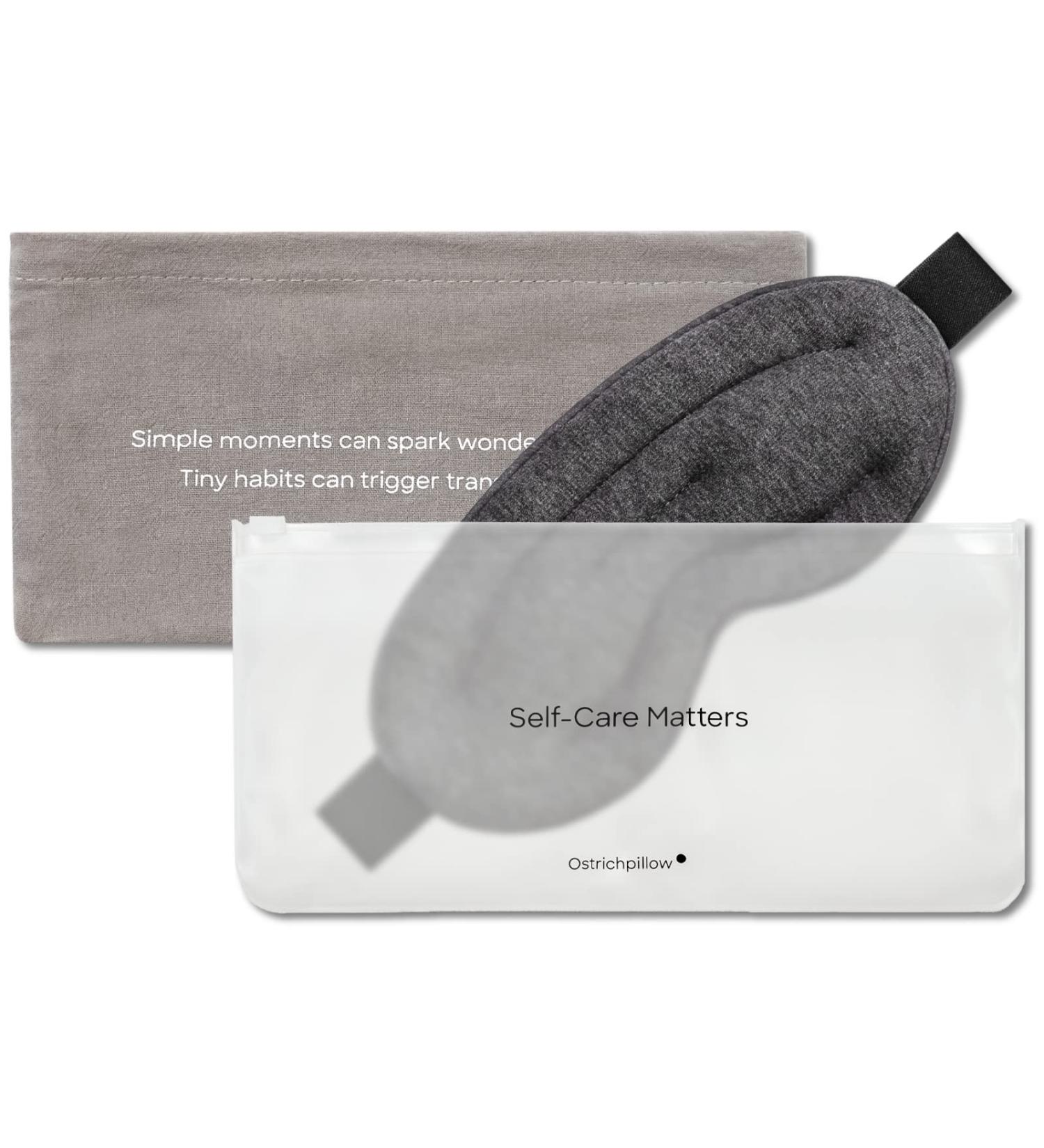 Ostrichpillow Hot & Cold Eye Mask - Clay Beads Therapy for Dark Circles, Eye Bags, Headaches - Velcro Closure, 2 Protective Bags - Dark Night - Buy Online on SooperMarket.com