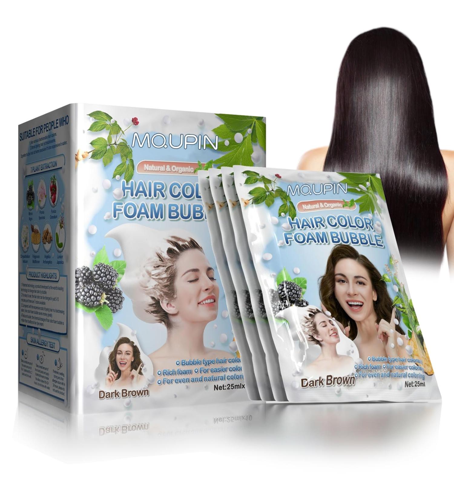 MQUPIN 3-in-1 Hair Dye Shampoo Dark Brown - Natural Herbal Ingredients - Semi-Permanent Color for Men & Women - Buy Online on SooperMarket.com