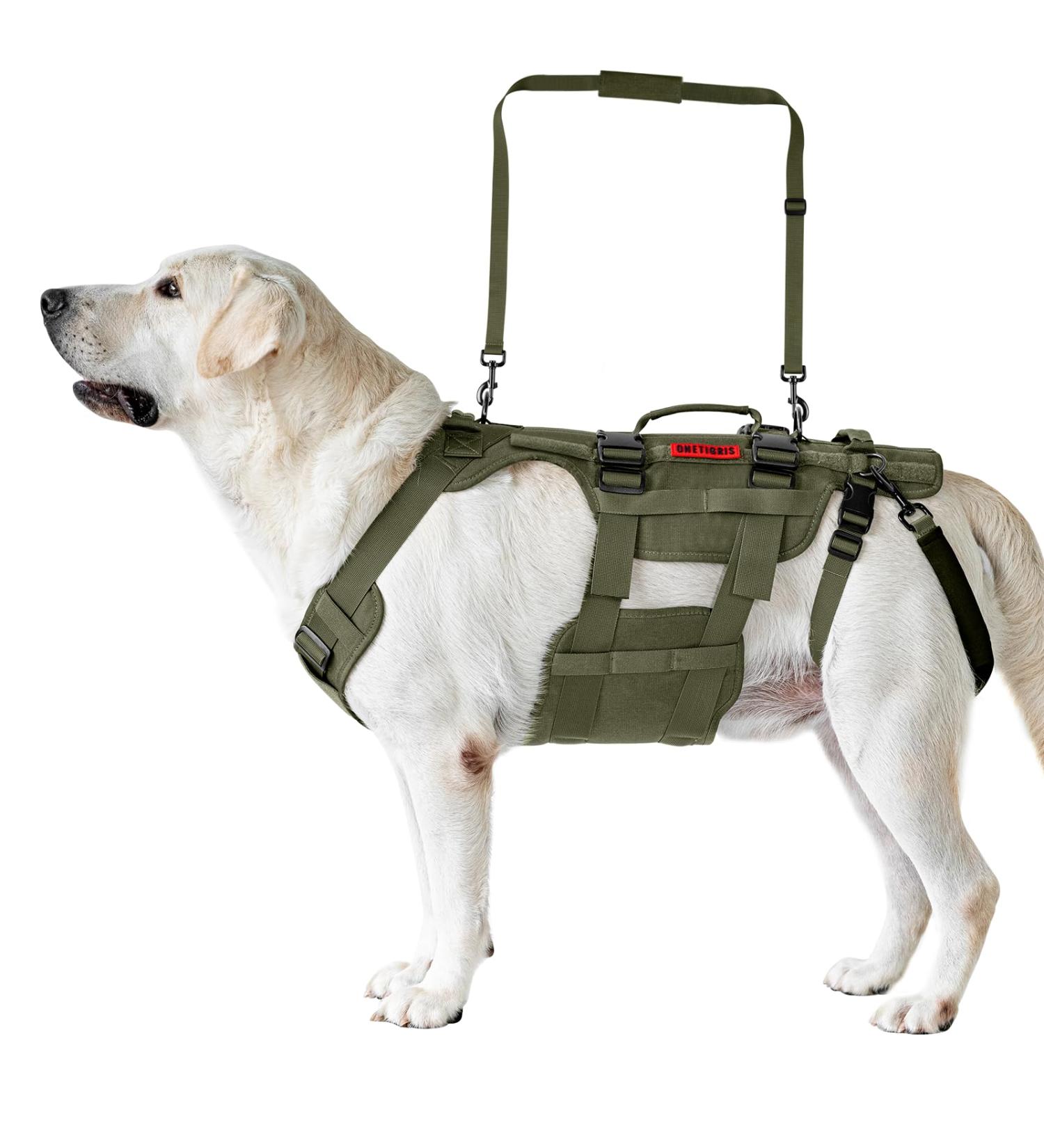 OneTigris Dog Lift Harness for Large Dogs - Dog Support Sling with Handles | Invictus Multifunctional Mobility Assistance Vest - Dog Hip Support Brace | Olive (L) - Buy Online on SooperMarket.com