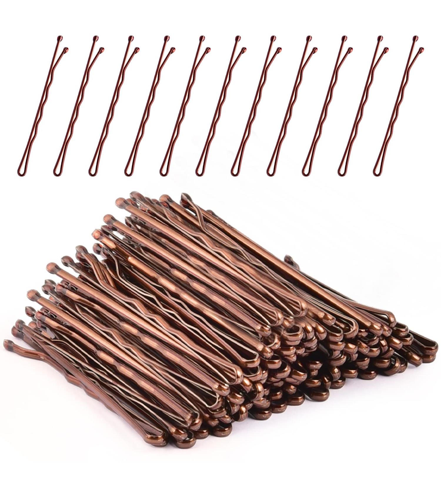 MORGLES 120 pcs Brown Bobby Pins for Women | 5 cm/2 Inches Hair Grips with Storage Box - Buy Online on SooperMarket.com