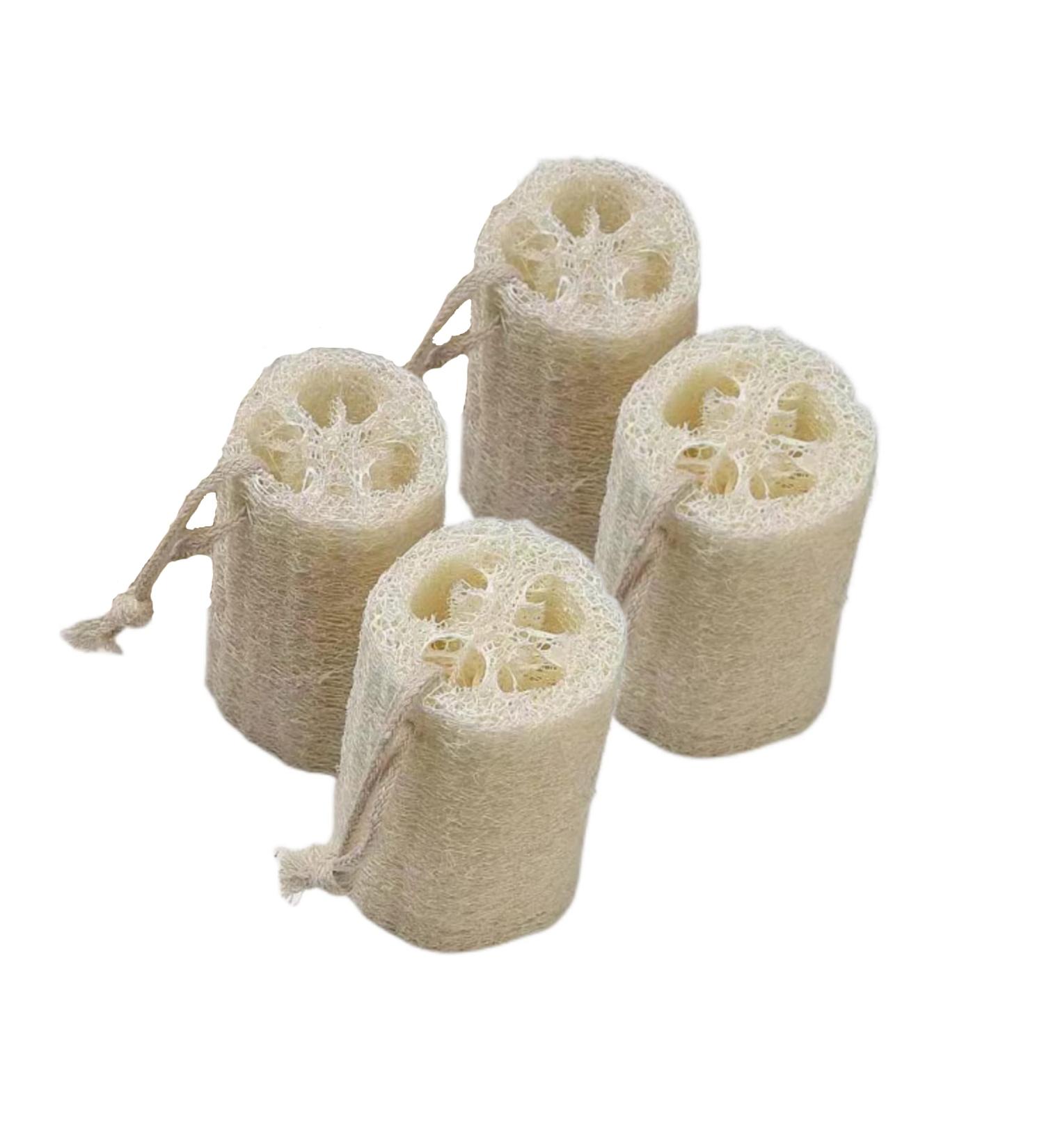 ENLAYER 100% Natural Loofah Sponge 4 Pack - Exfoliating Body Scrubber for Men and Women - 4.72 Length - Reusable and Ideal for Skin Care - Buy Online on SooperMarket.com