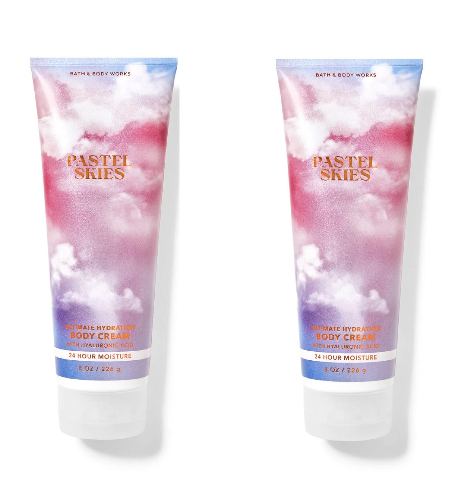 Bath and Body Works Pastel Skies Body Cream Ultimate Hydration Gift Set For Women 2 Pack 8 Oz. (Pastel Skies)