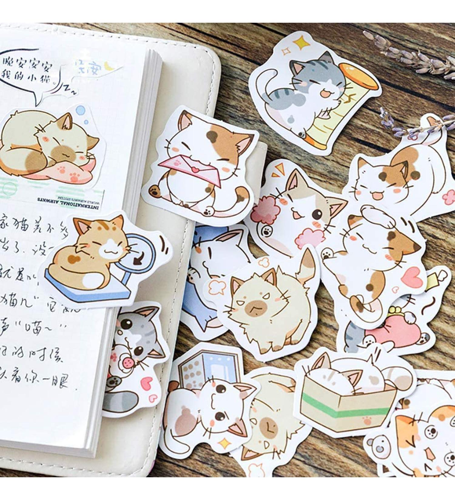 Sweet Cats Scrapbook Stickers 45pcs | Doraking DIY Decoration for Laptop, Planners, Scrapbook | Cute Cat Design | Small Size Boxed Set - Buy Online on SooperMarket.com