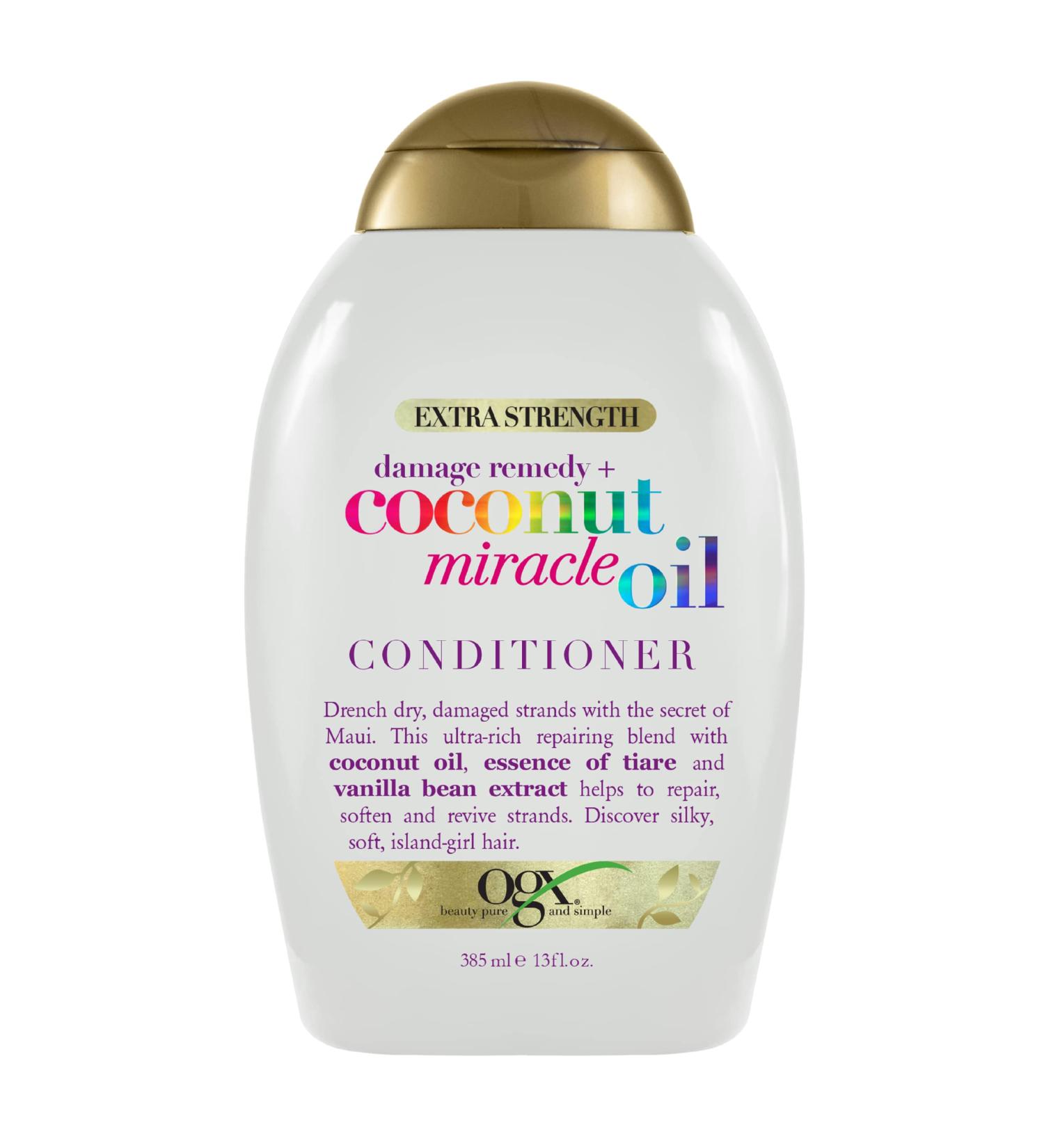 OGX Coconut Miracle Oil Conditioner - Extra Strength Damage Remedy for Dry, Frizzy, and Coarse Hair - Hydrating Formula, Flyaway Taming - 13 fl oz - Buy Online on SooperMarket.com