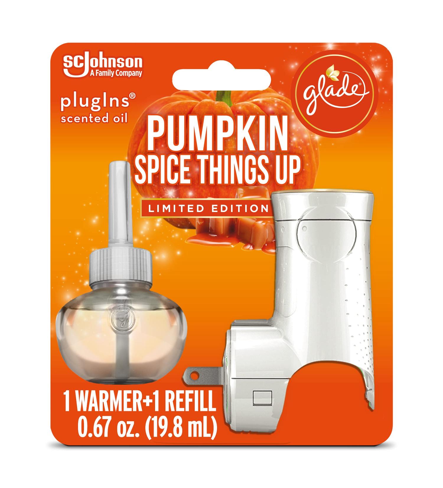 Glade PlugIns Refills Air Freshener Starter Kit - Pumpkin Spice Scented Essential Oils for Home & Bathroom | International Shipping Available - Buy Online on SooperMarket.com