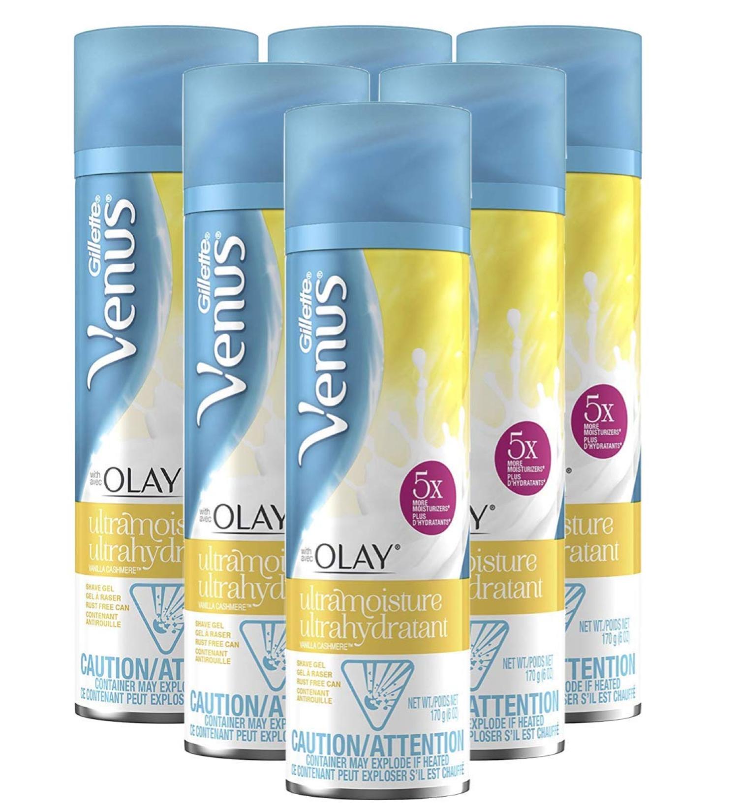 Gillette Venus with Olay UltraMoisture Vanilla Cashmere Women's Shave Gel 6oz - Pack of 6 - Buy Online on SooperMarket.com