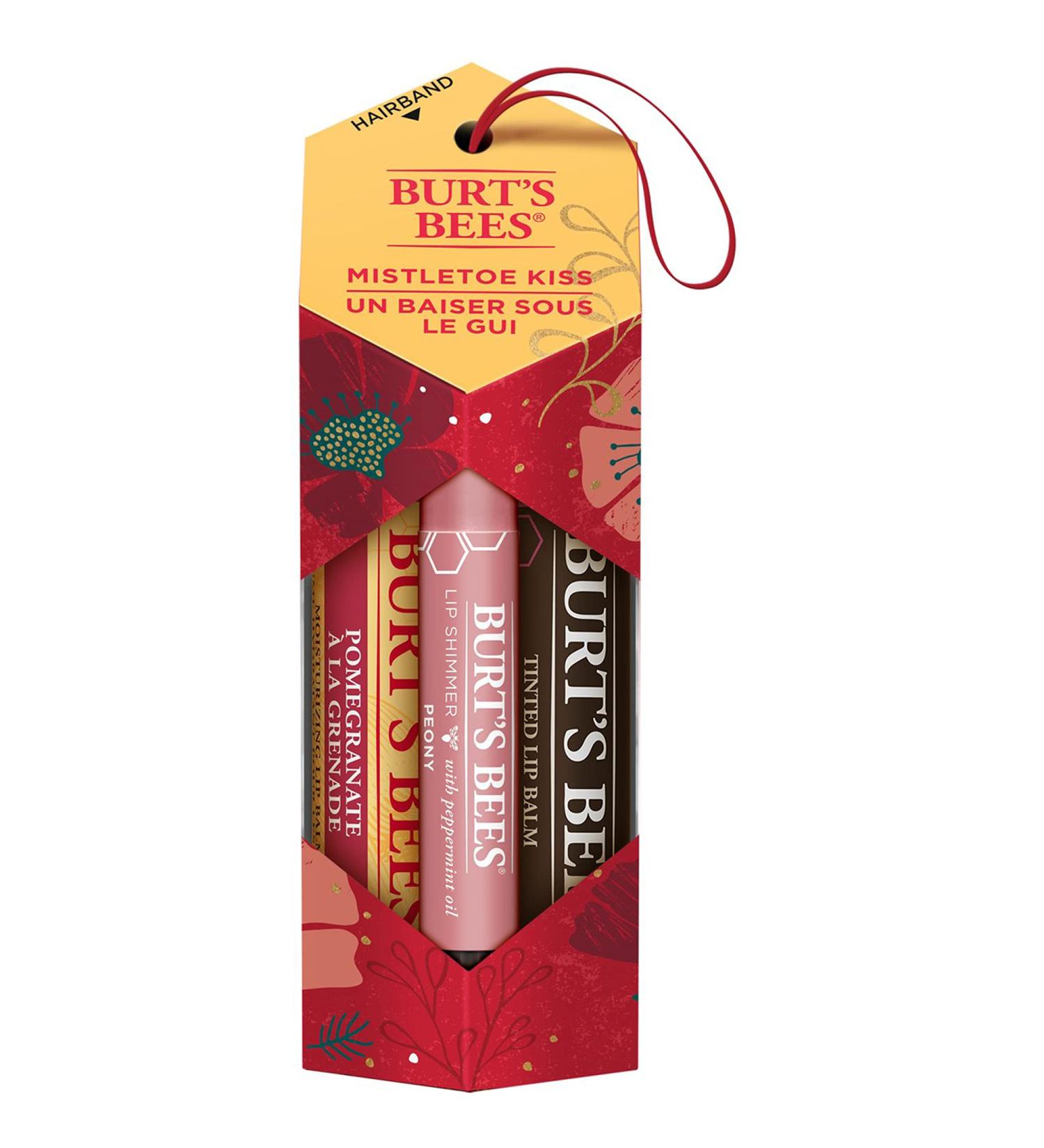 Buy Burts Bees Mistletoe Kiss Kit - Unisex Lip Balms & Shimmer | Pomegranate Peony Hibiscus | International Shipping Available - Buy Online on SooperMarket.com
