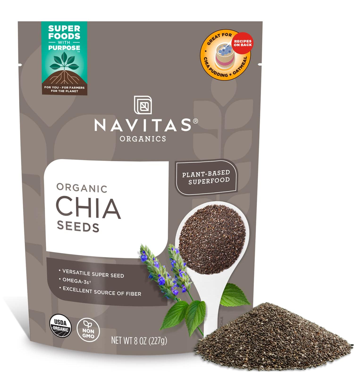 Navitas Organics Chia Seeds 8 oz. Bag - Organic, Non-GMO, Gluten-Free | 19 Servings - Buy Online on SooperMarket.com
