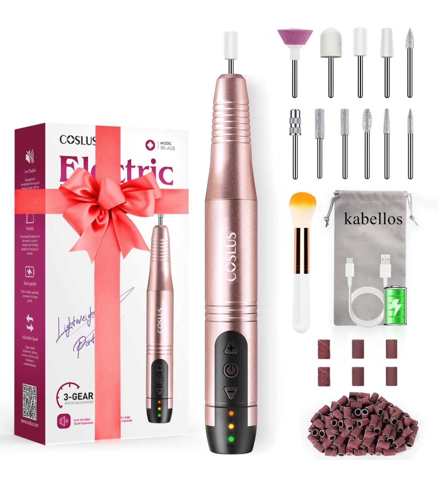 Buy Coslus Wireless Portable Nail Miller - 11 in 1 Professional Manicure & Pedicure Set for Gel & Acrylic Nails - Light Gold Finish - International Shipping Available - Buy Online on SooperMarket.com