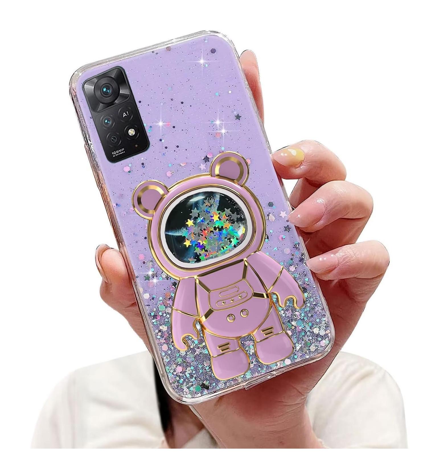 Tivenfezk Nadoli Soft Silicone Bling Cover for Xiaomi Redmi Note 12 Pro 4G - Glitter Astronaut Hidden Stand Shell Purple Protective Case - Buy Online on SooperMarket.com
