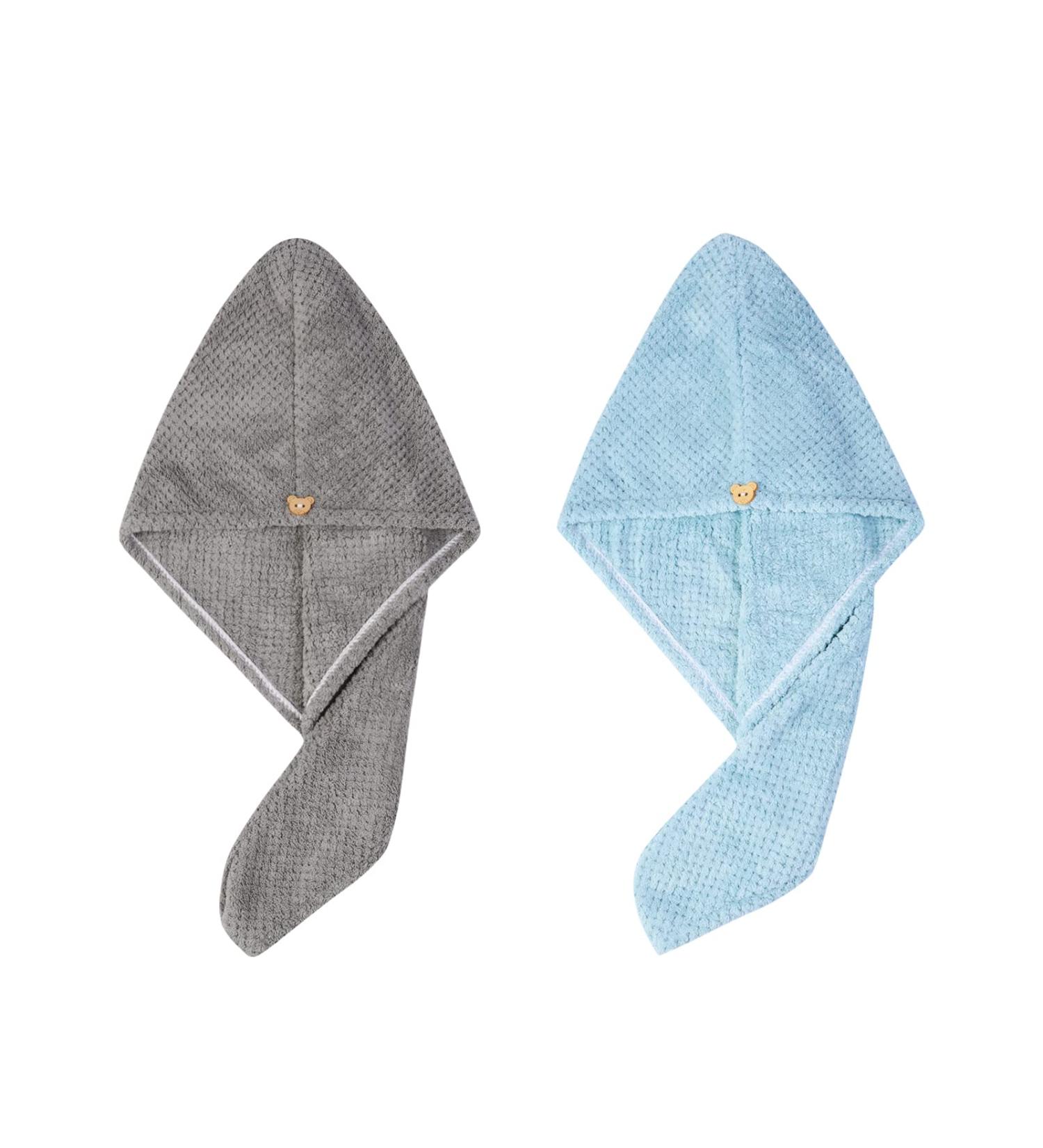 Domxies Microfiber Hair Towel Wrap - Ultra Absorbent Fast Drying Hair Towel for Long, Curly, Thick, Frizzy Hair - Grey+Mint Green - Buy Online on SooperMarket.com