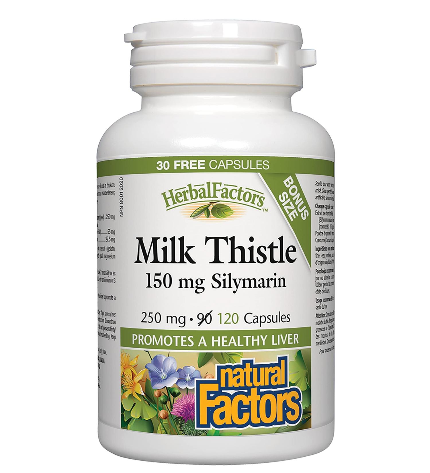 Natural Factors Milk Thistle - Bonus Size - 120 capsules - Buy Online on SooperMarket.com