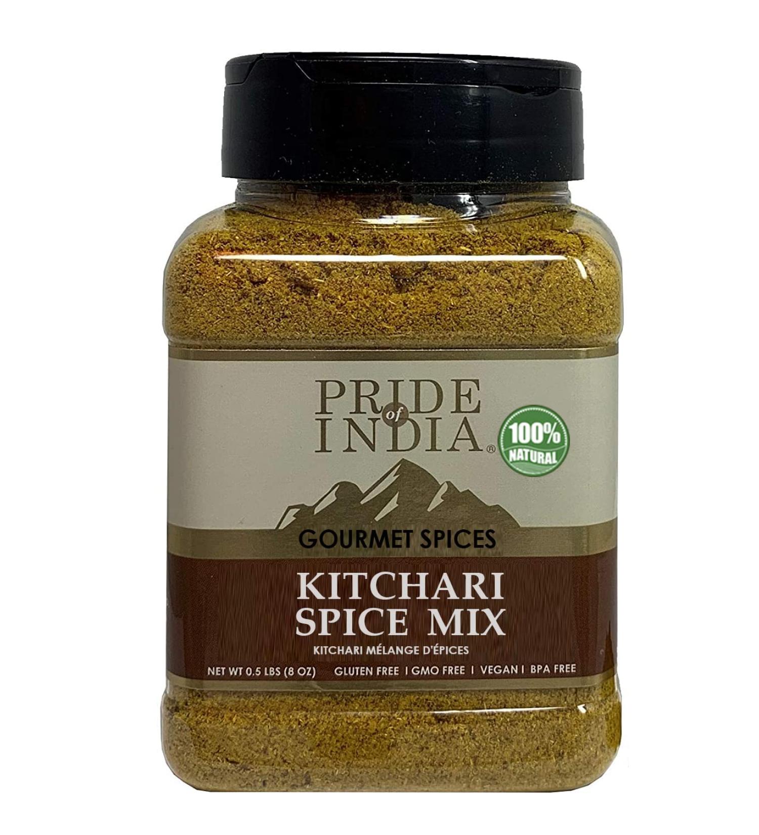 Pride of India Kitchari Spice Seasoning | Authentic Indian Spices for Health Cleanse & Diet | Easy to Use | 8 oz Medium Dual Sifter Jar - Buy Online on SooperMarket.com
