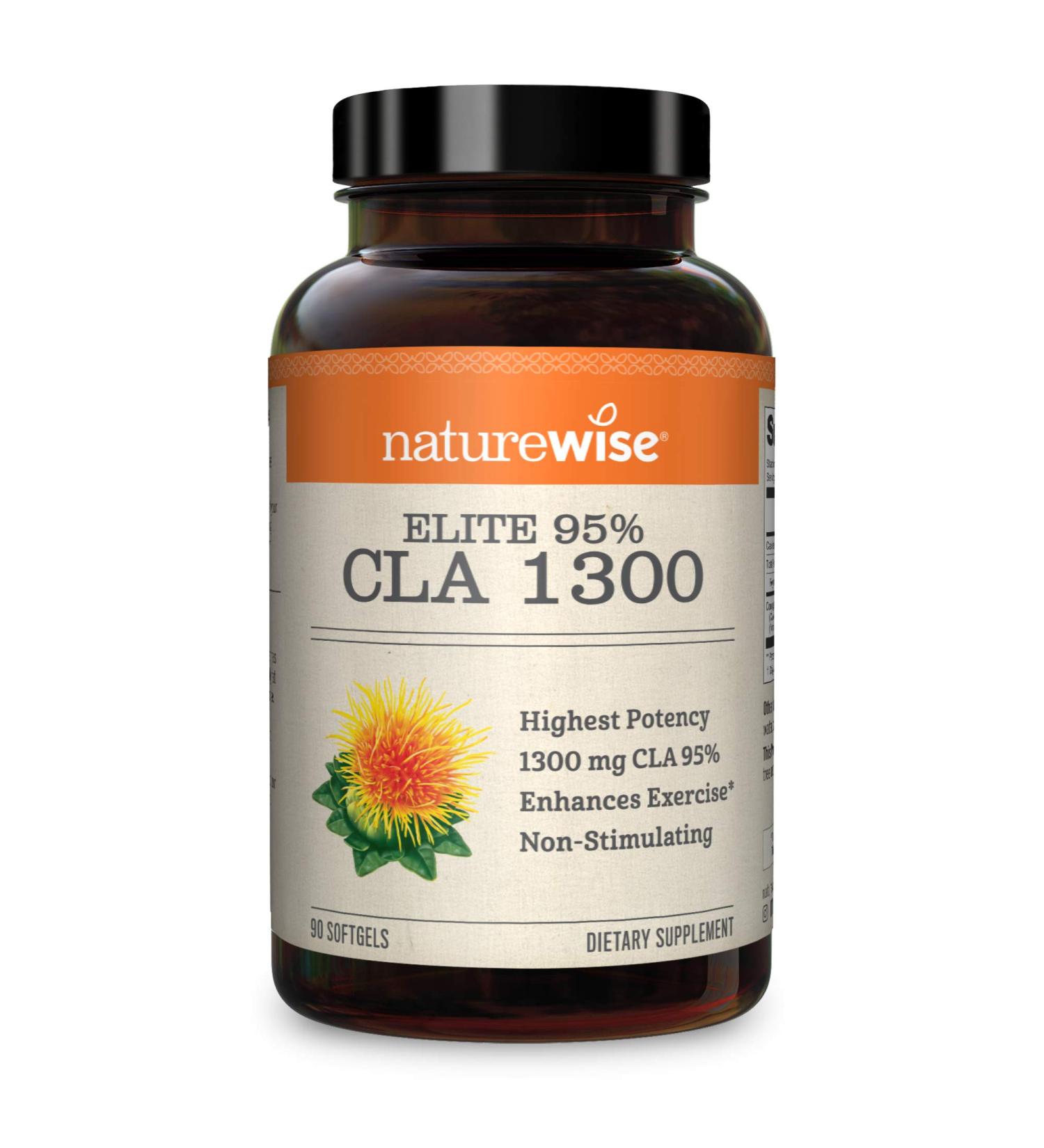 NatureWise Elite CLA 1300: Maximum Potency Workout Supplement for Muscle Retention & Growth - 95% CLA Safflower Oil, Non-Stimulating & Gluten Free - 1 Month Supply (90 Count) - Buy Online on SooperMarket.com