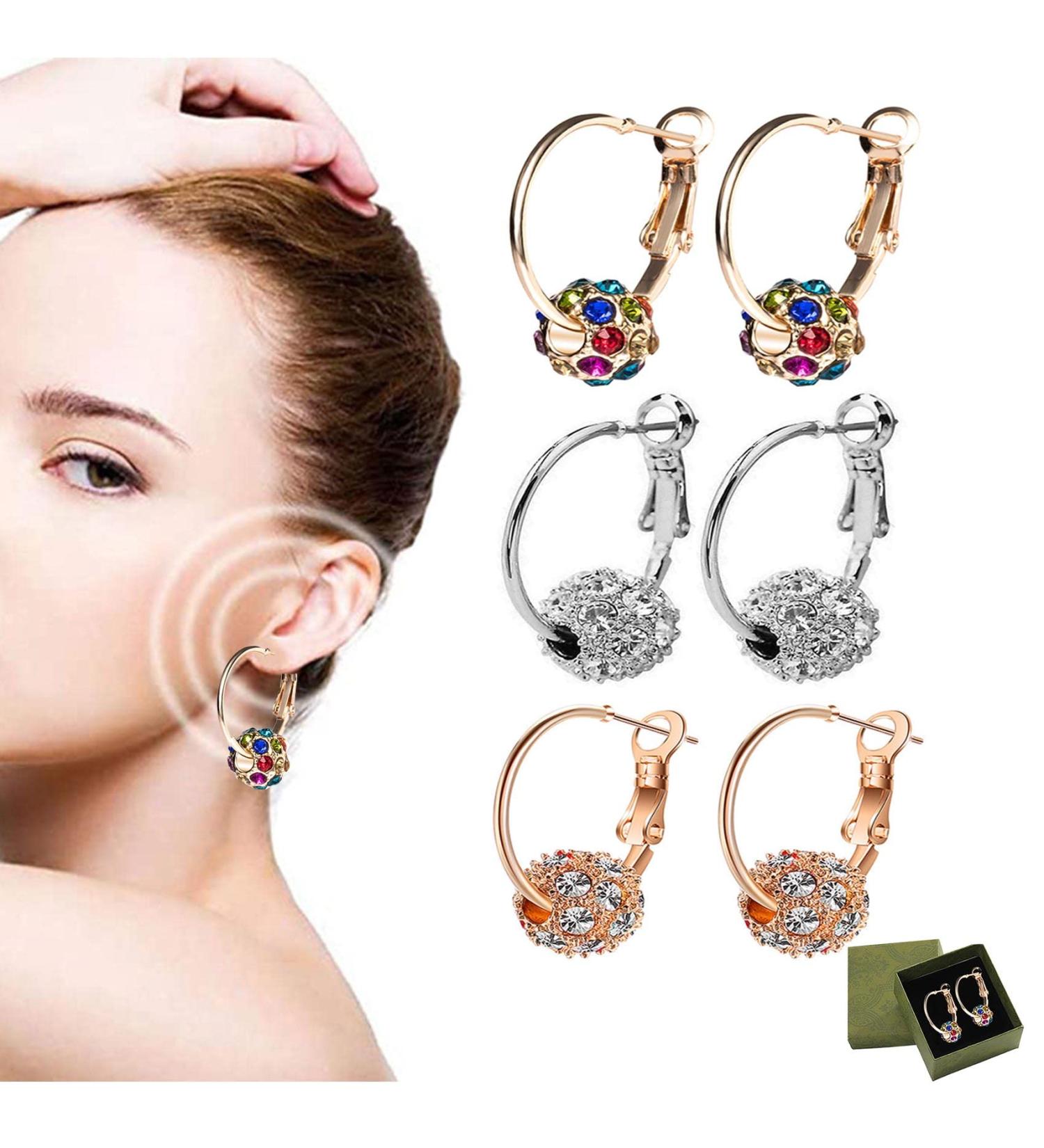 Lymphatic Drainage Slimming Earrings Magnetic Therapy Weight Loss Earrings EarAcupressure Magnetherapy Earrings for Women 3pairs-a - Buy Online on SooperMarket.com