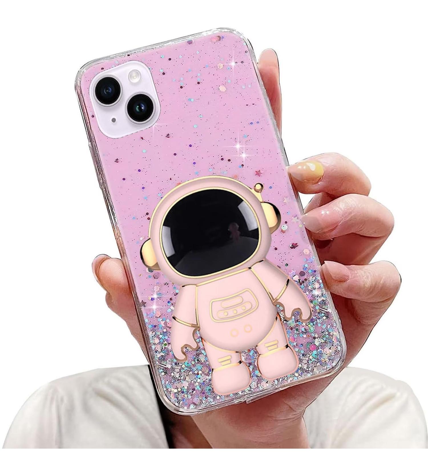 Buy Tivenfezk Nadoli for iPhone 15 Plus Astronaut Hidden Stand Shell & Glitter Silicone Cover Pink Bling Protective Case - Buy Online on SooperMarket.com