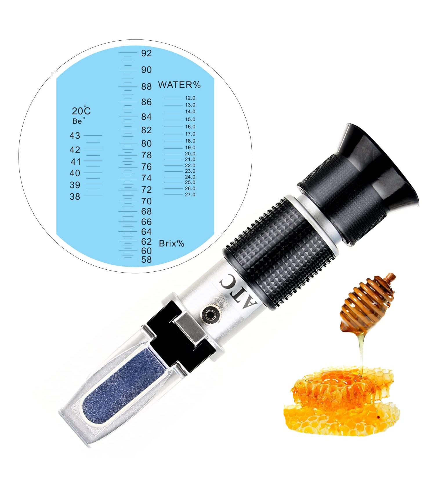Buy XRClif Honey Refractometer with ATC - Portable Handheld LCD Display for Accurate Sugar Content Measurement (BRIX 58-92%) - Ideal for Honey Fruit Drinks & More - Buy Online on SooperMarket.com