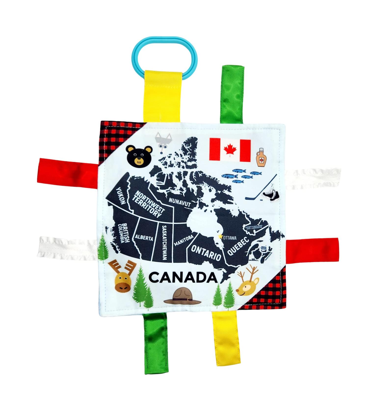 Baby Jack & Co 8x8 Learning Lovey Canada Tag Toy for Babies | Crinkle Toy | Soft & Safe | Learn Canada Facts | Ideal Baby Gift BPA Free - Buy Online on SooperMarket.com
