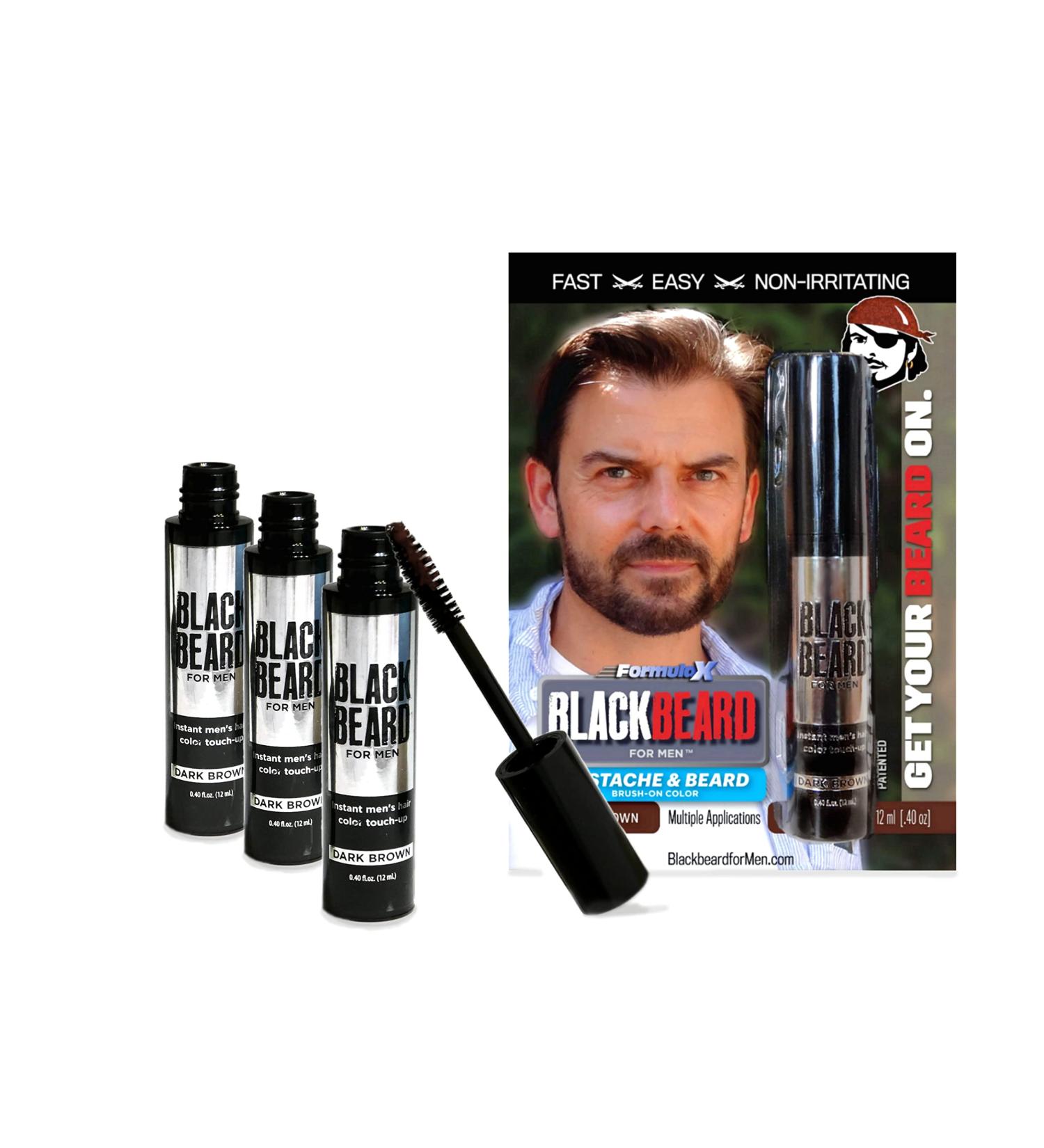 Blackbeard for Men Formula X Instant Color - Dark Brown 3 Pack 0.40 Fl Oz - Beard, Mustache, Eyebrow, and Sideburns Dye for Fast & Easy Men's Grooming - Buy Online on SooperMarket.com
